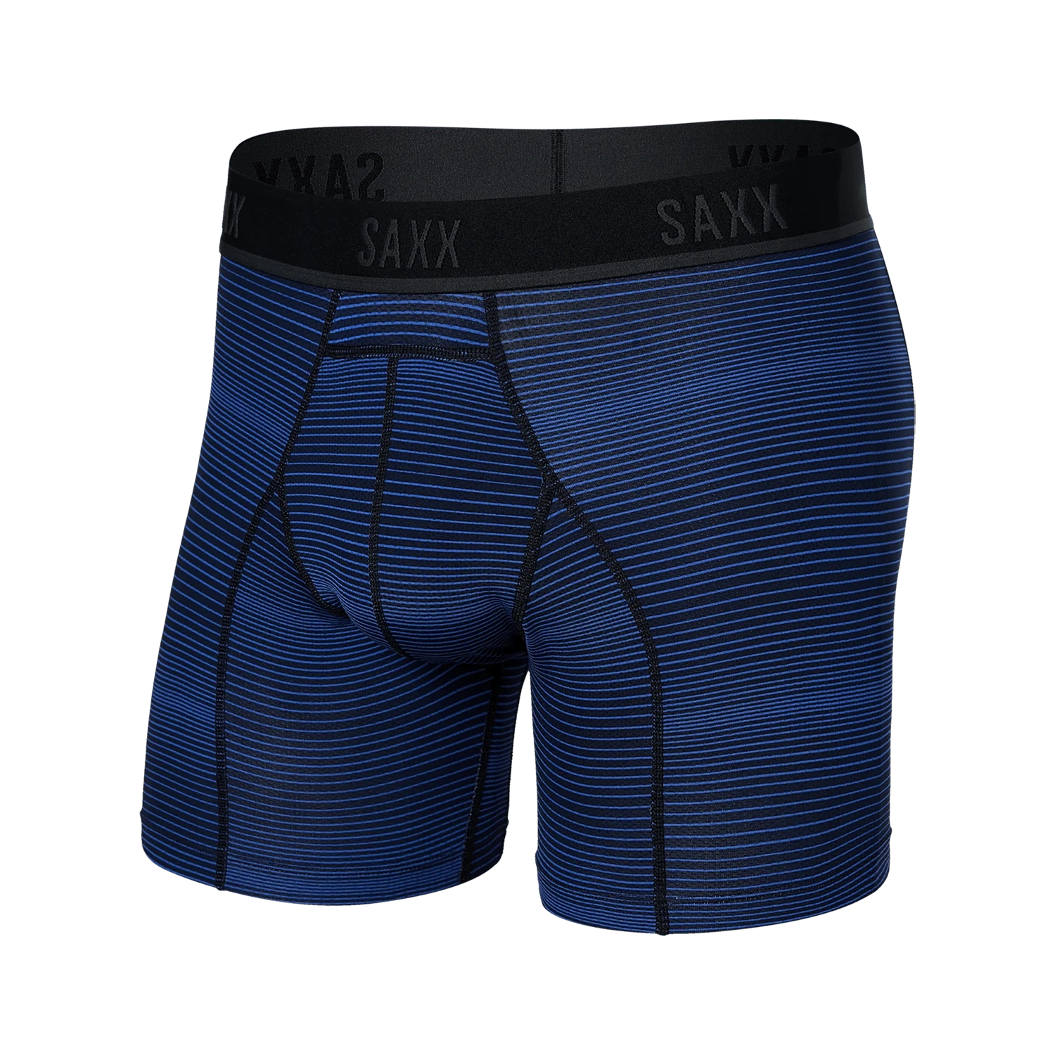 'Saxx Kinetic Light Compression Mesh Boxer Brief - Variegated Stripe' in 'Blue' colour