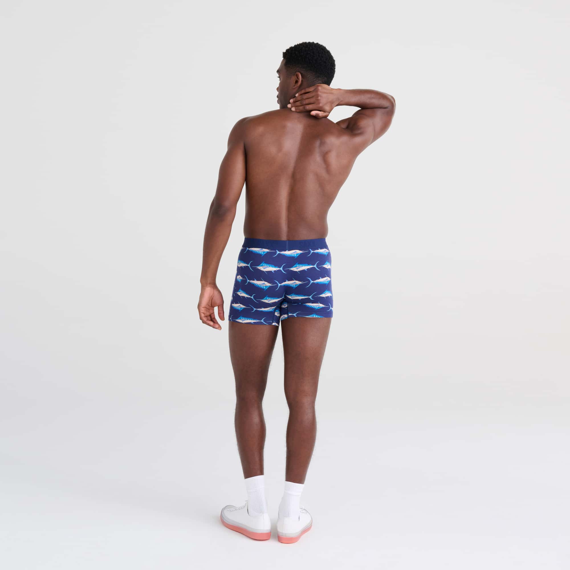 'SAXX Vibe Super Soft Boxer Brief - Marlin Matrix' in 'Midnight' colour