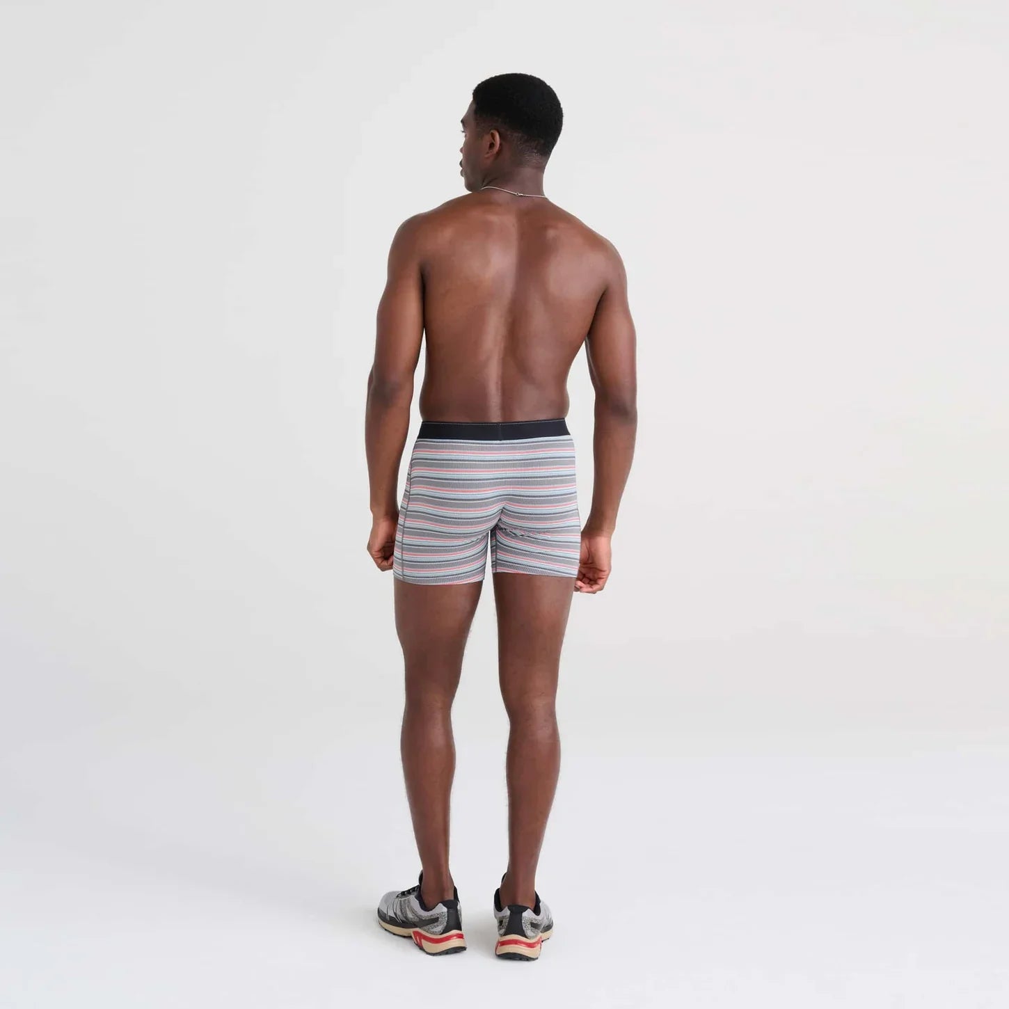 'SAXX Quest Quick Dry Mesh Boxer Brief - Field Stripe' in 'Charcoal' colour