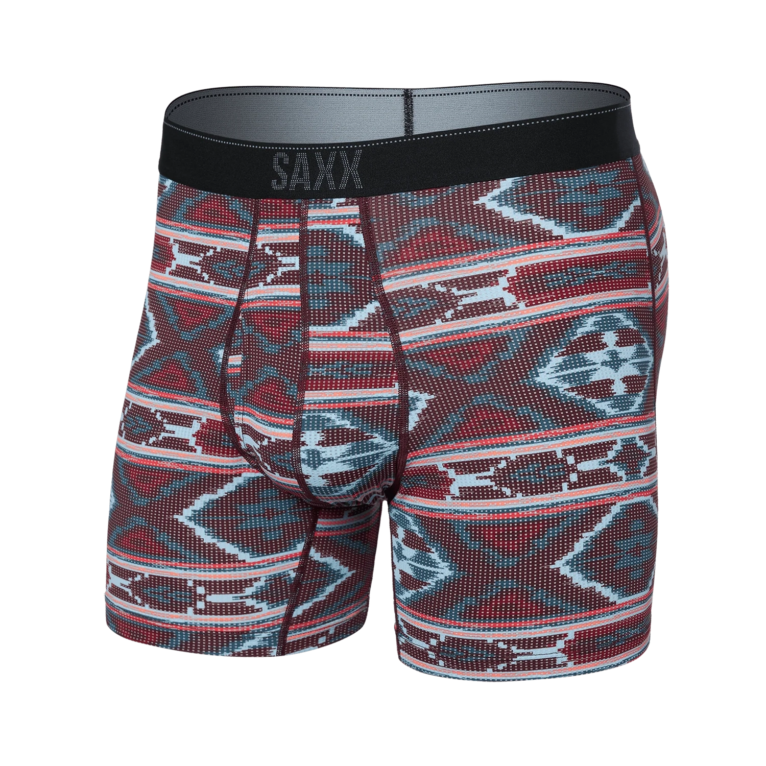 'Saxx Quest Quick Dry Mesh Boxer Brief - Ikat Stripe' in 'Multi' colour