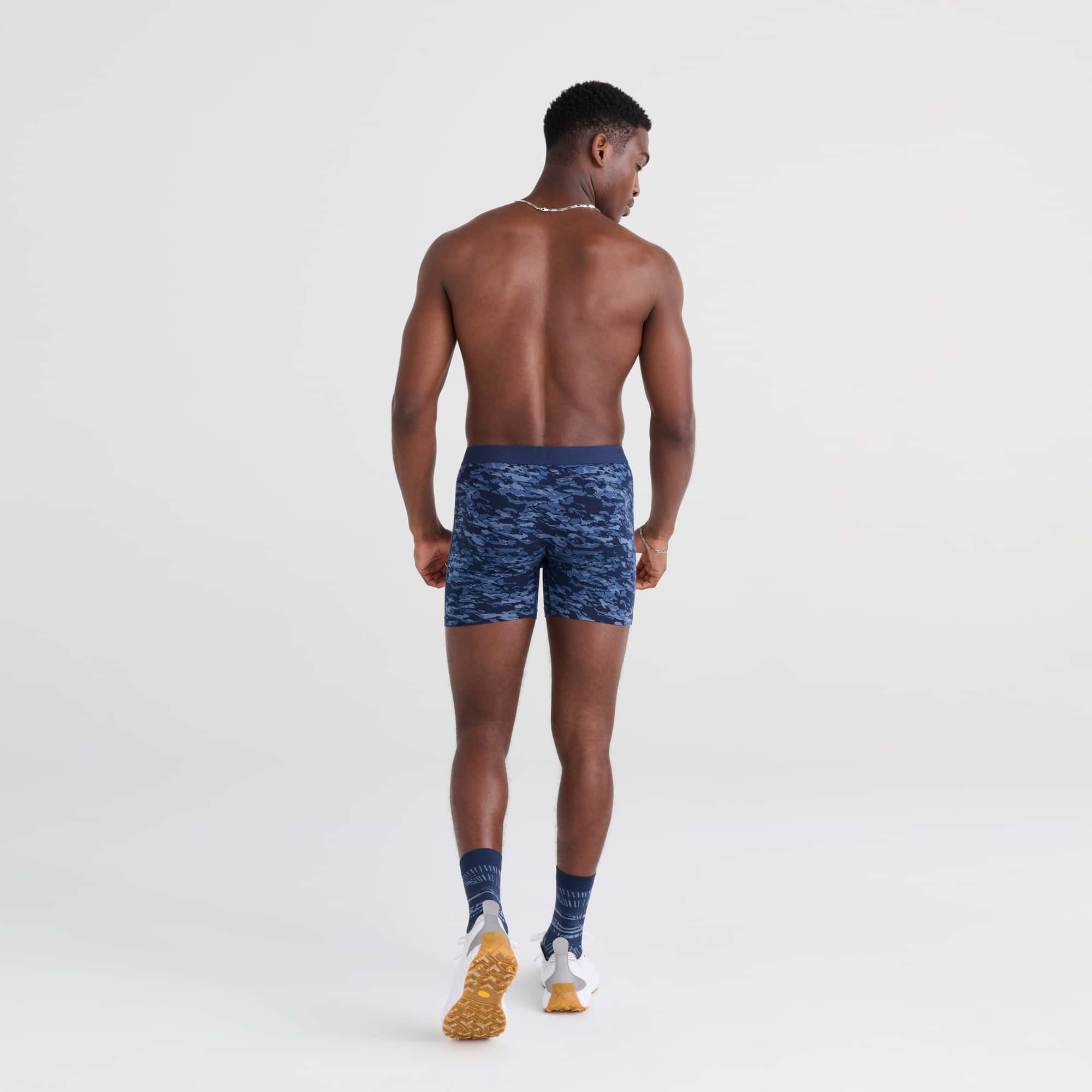 'SAXX Ultra Super Soft Boxer Brief - Basin Camo' in 'Navy' colour