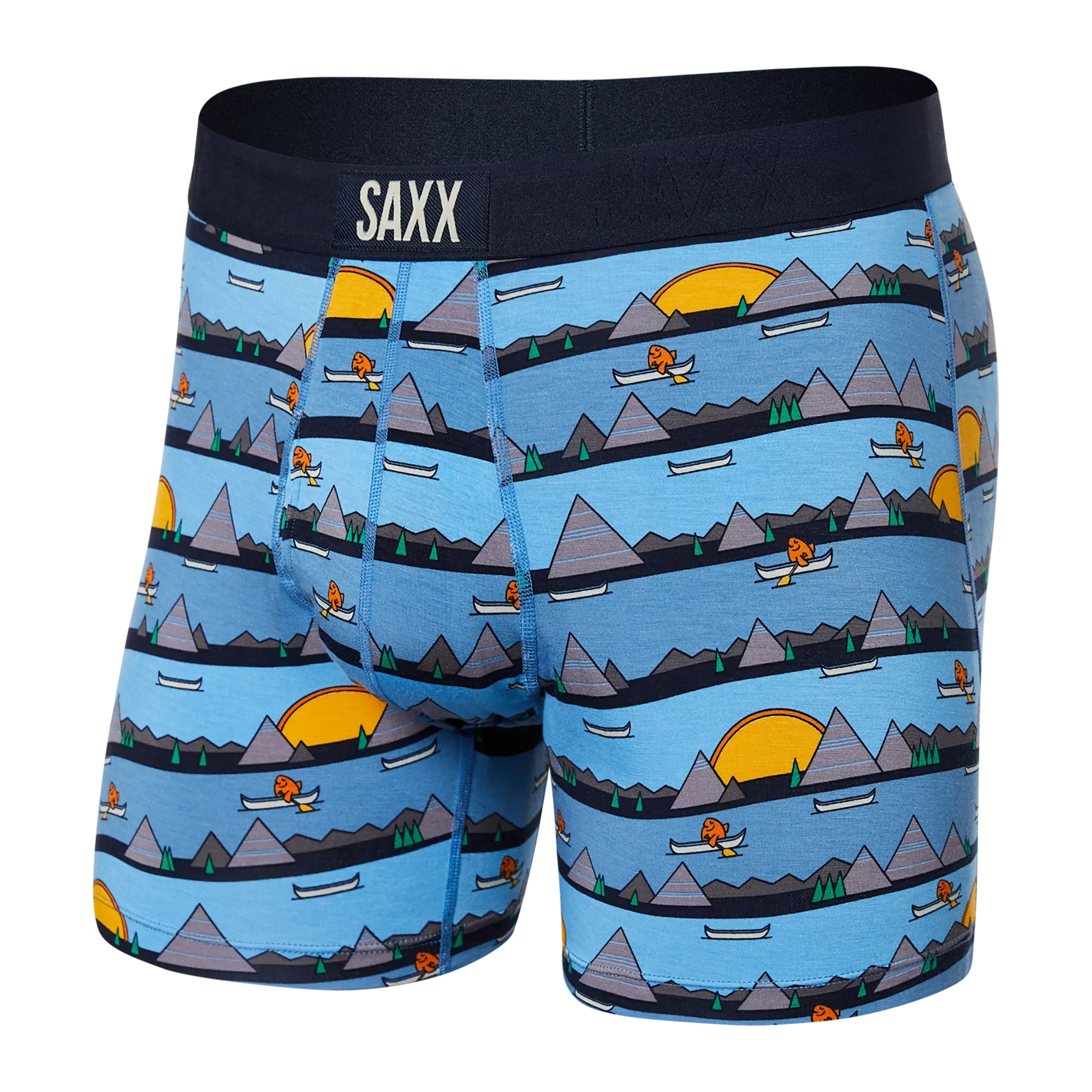 'SAXX Ultra Super Soft Boxer Brief - Lazy River' in 'Blue' colour