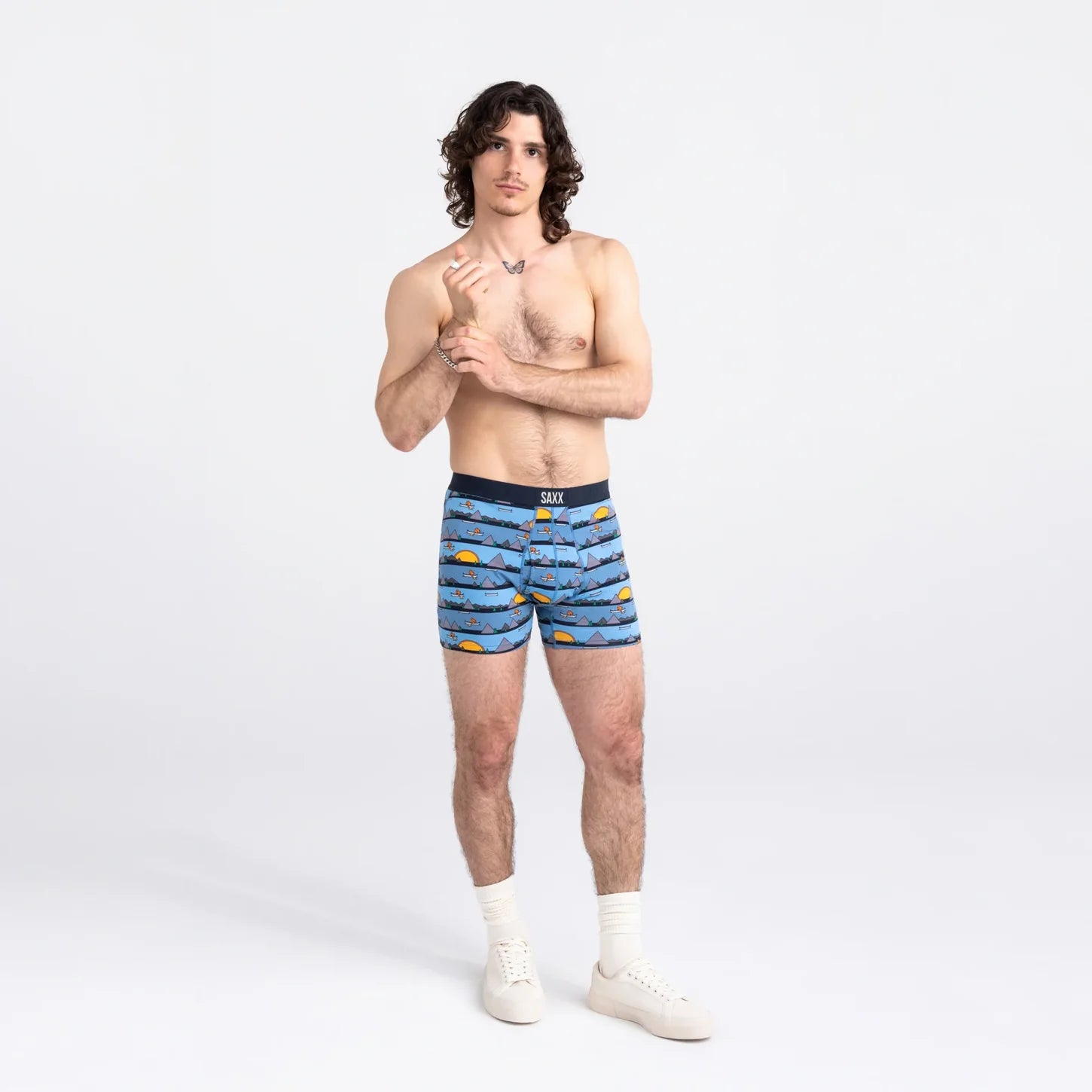 'SAXX Ultra Super Soft Boxer Brief - Lazy River' in 'Blue' colour