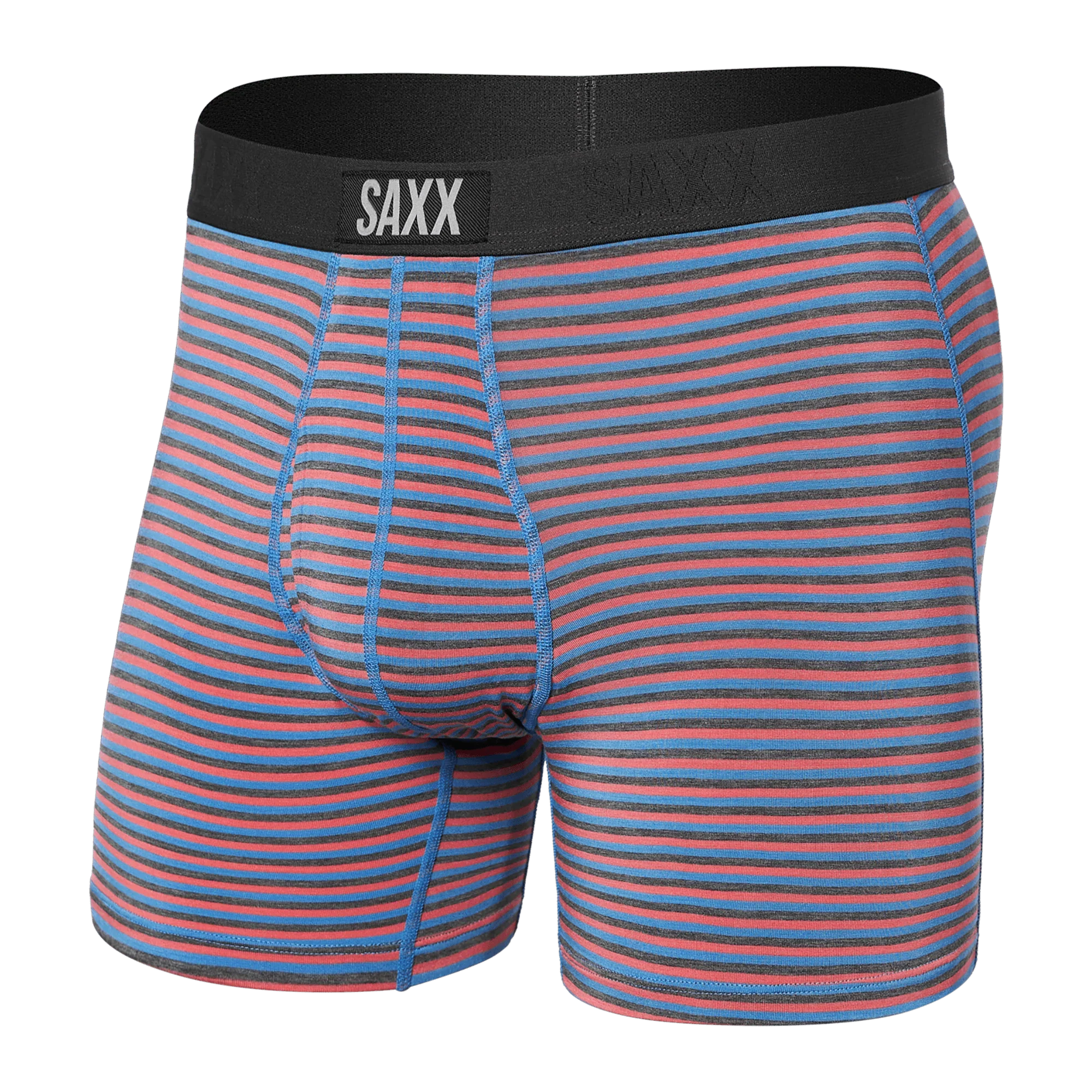'SAXX Ultra Super Soft Boxer Brief - Micro Stripe' in 'Coral Pop' colour