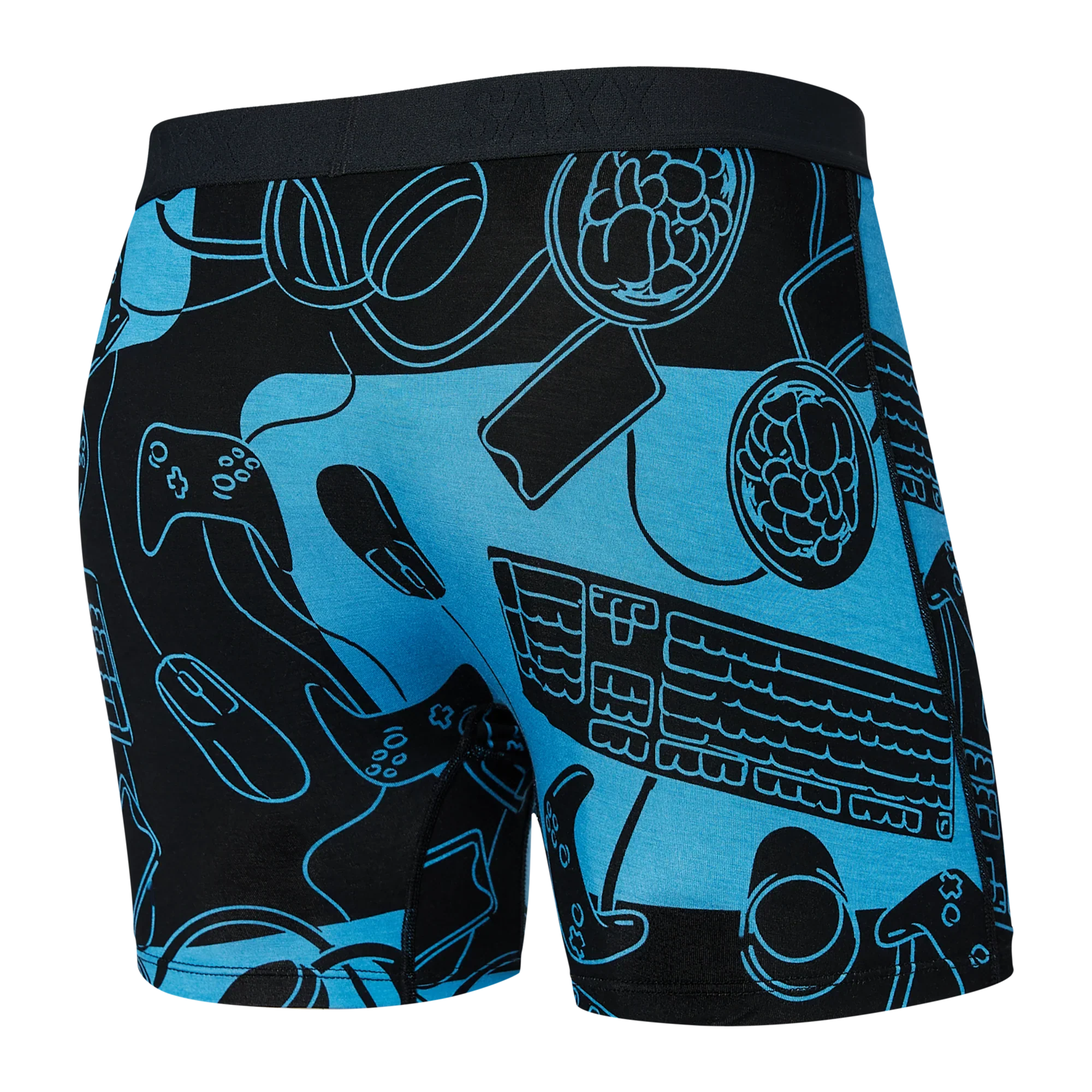 'SAXX Ultra Super Soft Boxer Brief - What to Play' in 'Black' colour