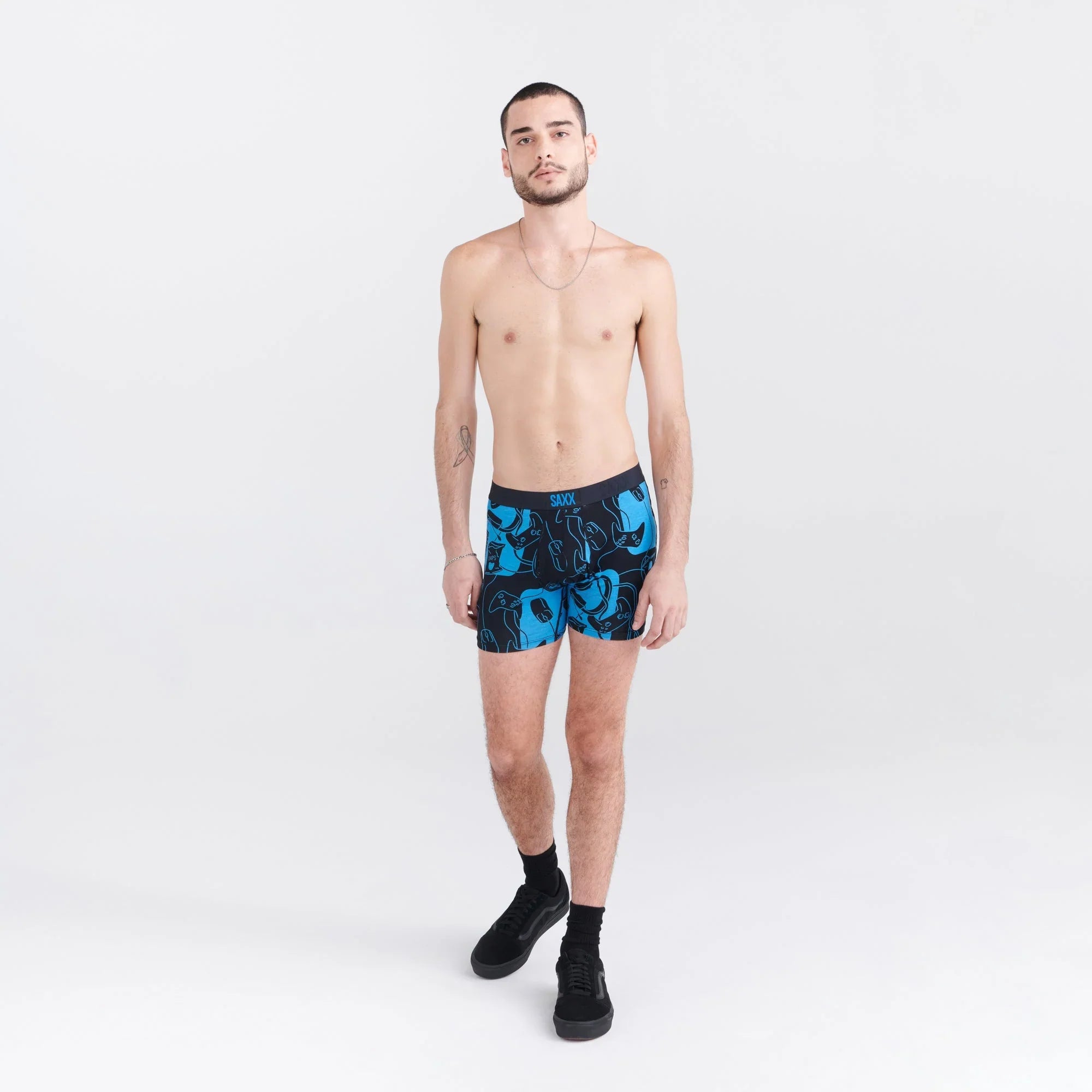 'SAXX Ultra Super Soft Boxer Brief - What to Play' in 'Black' colour