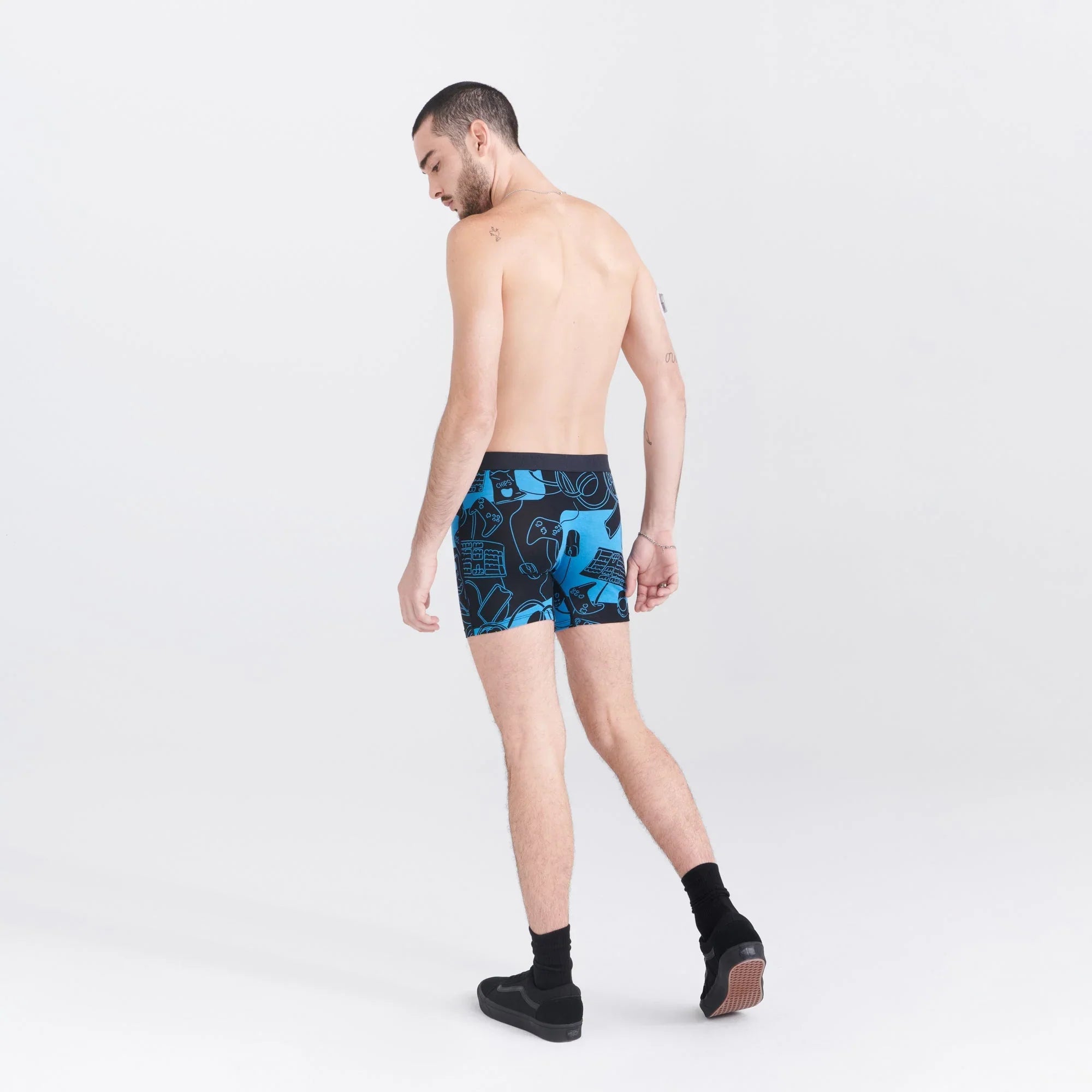 'SAXX Ultra Super Soft Boxer Brief - What to Play' in 'Black' colour