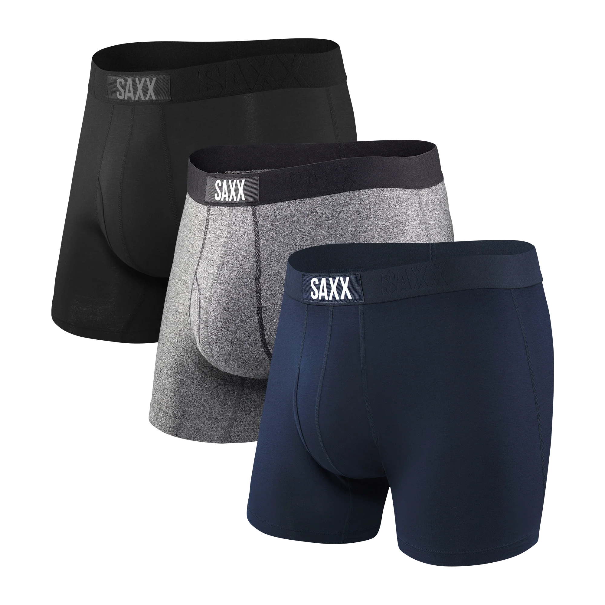 'Saxx Ultra 3-Pack Boxer Briefs - Classic 18' in 'Navy/Black/Grey' colour