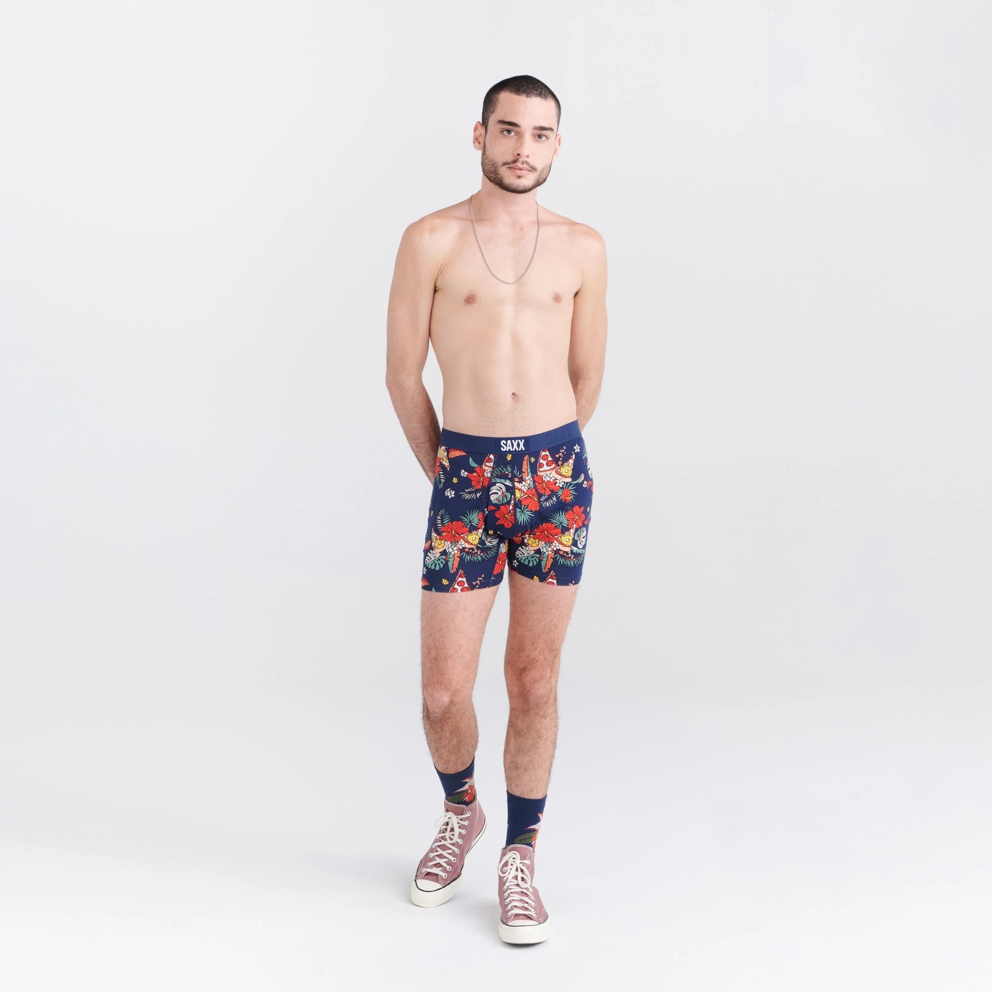 'SAXX Ultra Super Soft Boxer Brief - Hawaiian Pizza' in 'Navy' colour