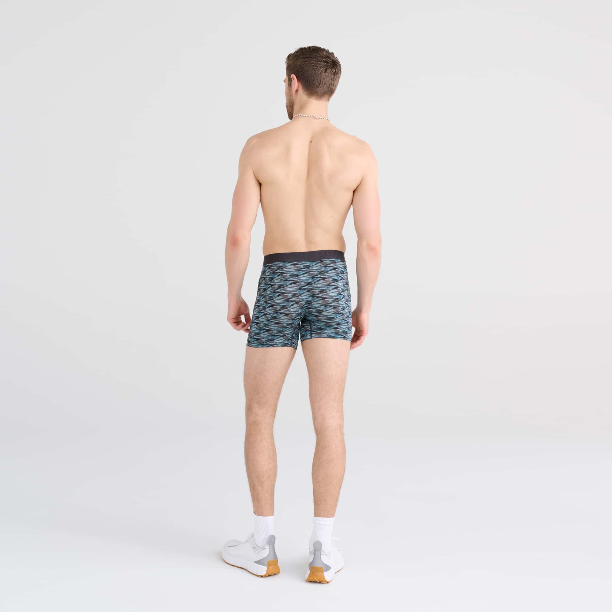 'SAXX Vibe Super Soft Boxer Brief - Action Spacedye' in 'Washed Teal' colour