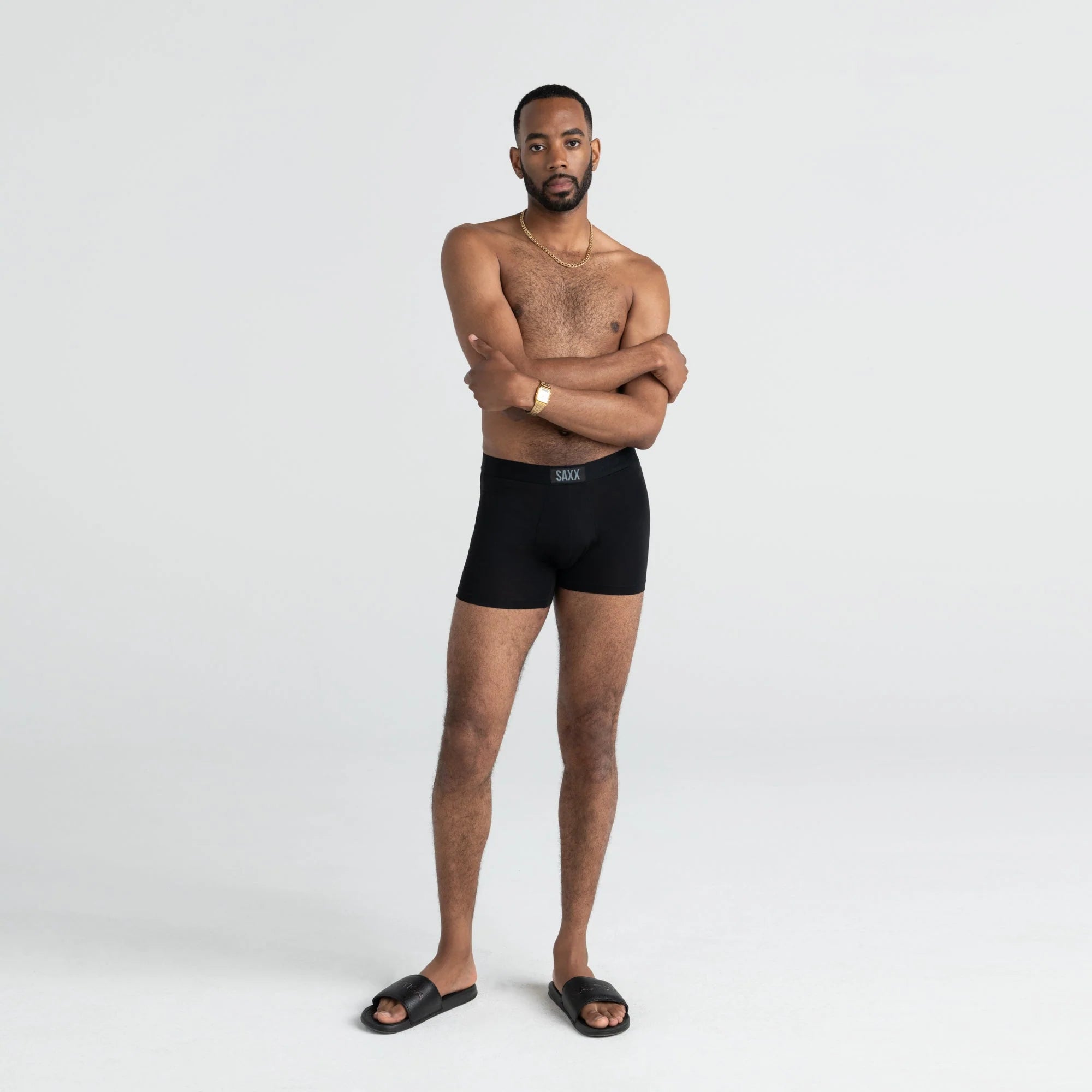'SAXX Vibe Super Soft Boxer Brief - Black/Black' in 'Black' colour