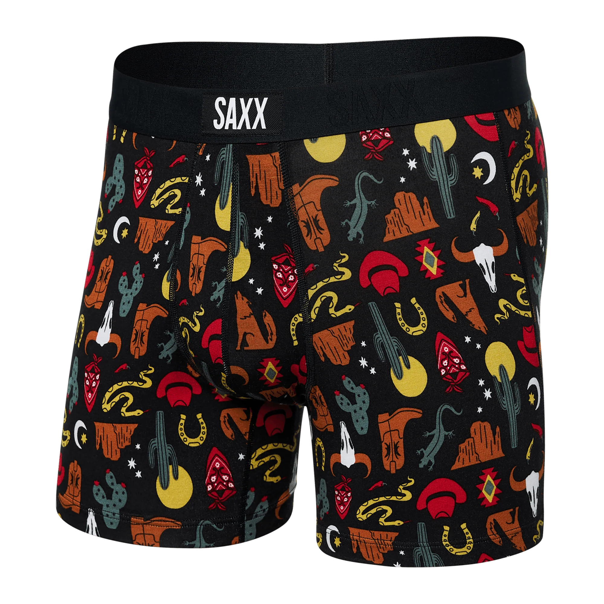 'SAXX Vibe Super Soft Boxer Brief - Desert Daze' in 'Faded Black' colour
