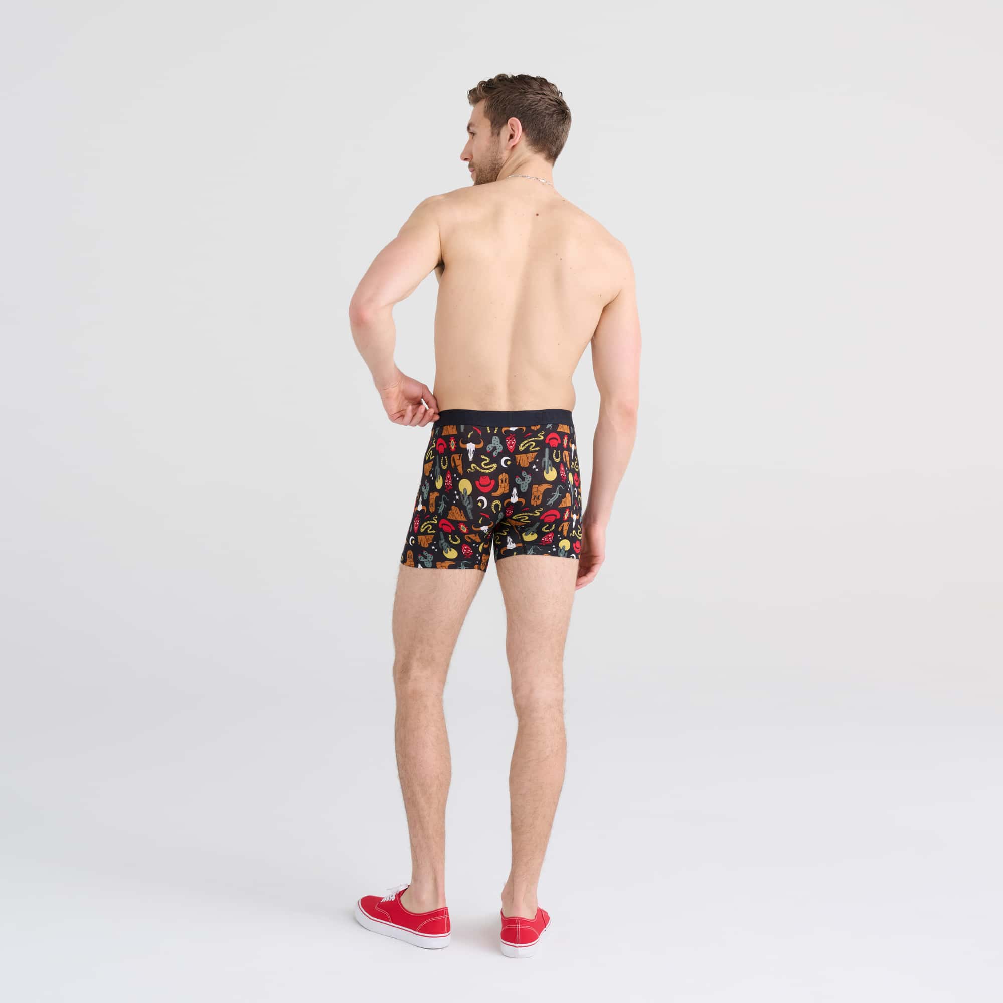 'SAXX Vibe Super Soft Boxer Brief - Desert Daze' in 'Faded Black' colour
