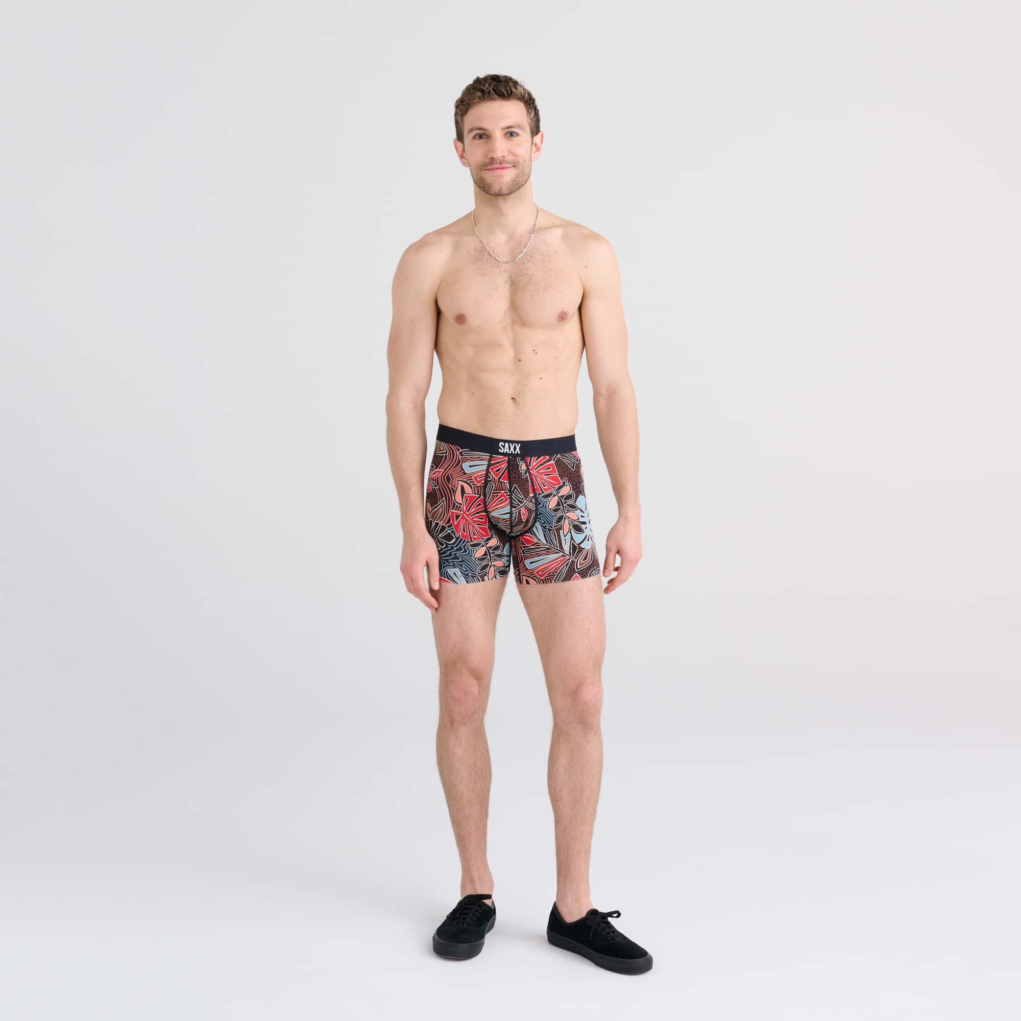 'SAXX Vibe Super Soft Boxer Brief - Desert Palms' in 'Red' colour