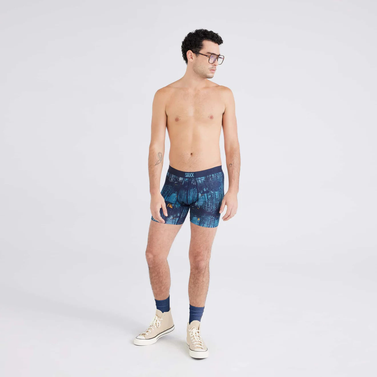 'Saxx Vibe Super Soft Boxer Brief - Forest Walk' in 'Dark Ink' colour