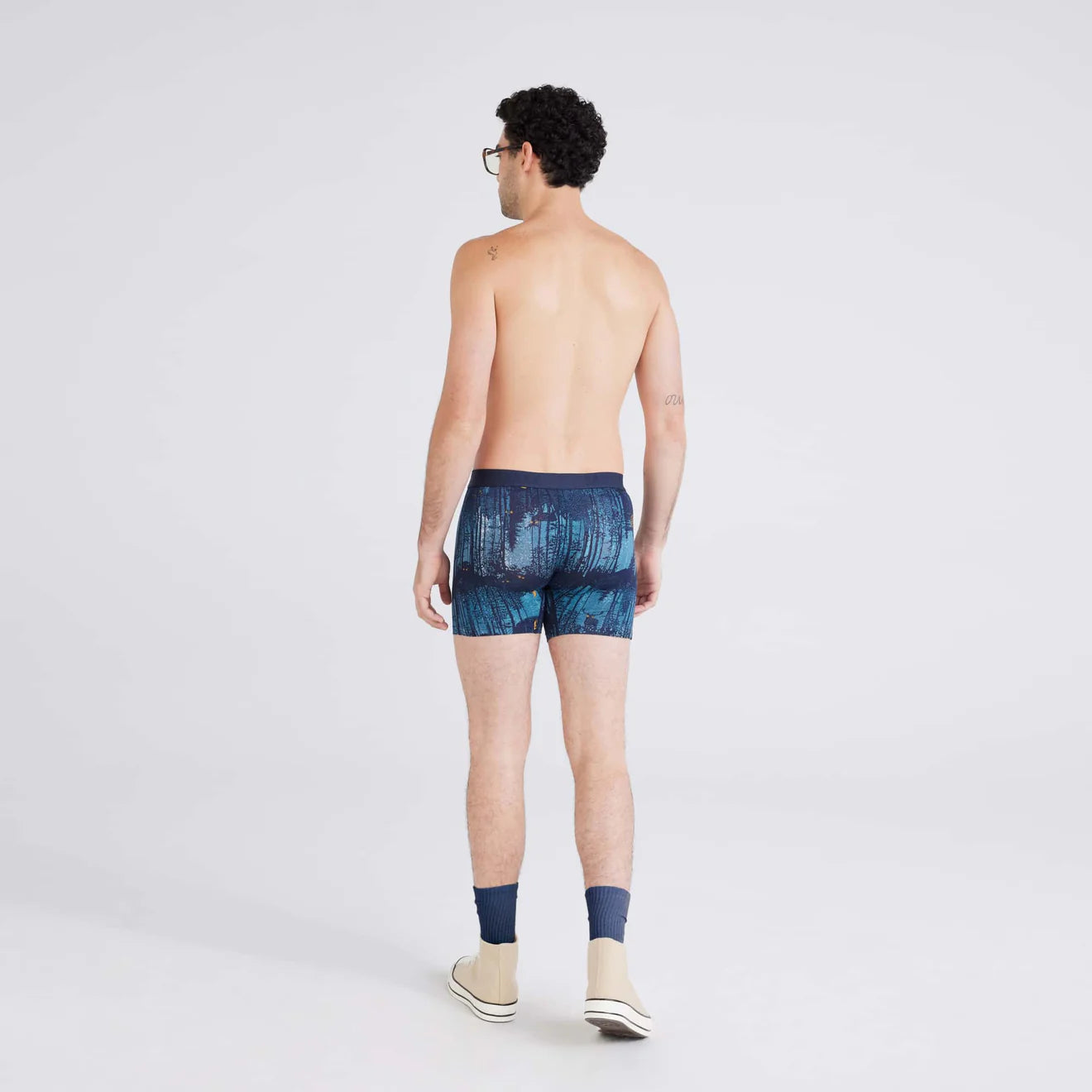 'Saxx Vibe Super Soft Boxer Brief - Forest Walk' in 'Dark Ink' colour