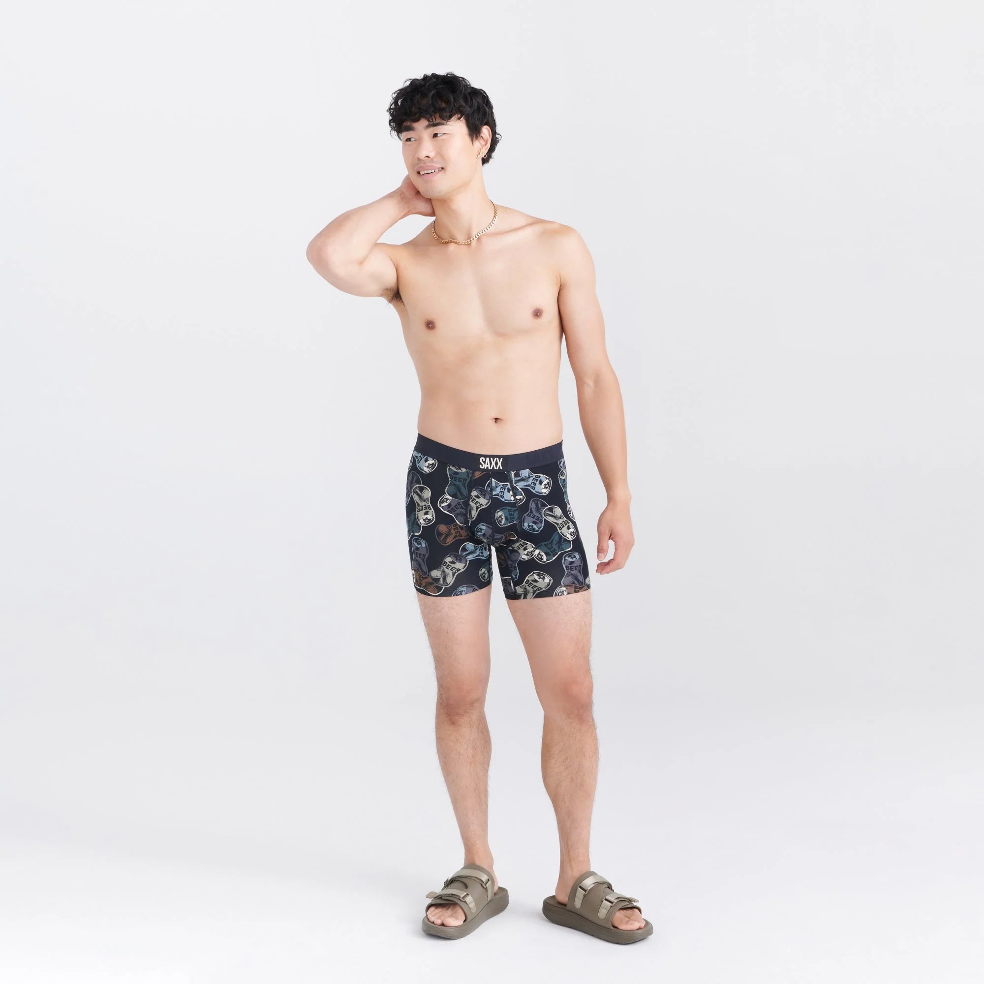 'SAXX Vibe Super Soft Boxer Brief - Friday Night Camo' in 'Black' colour
