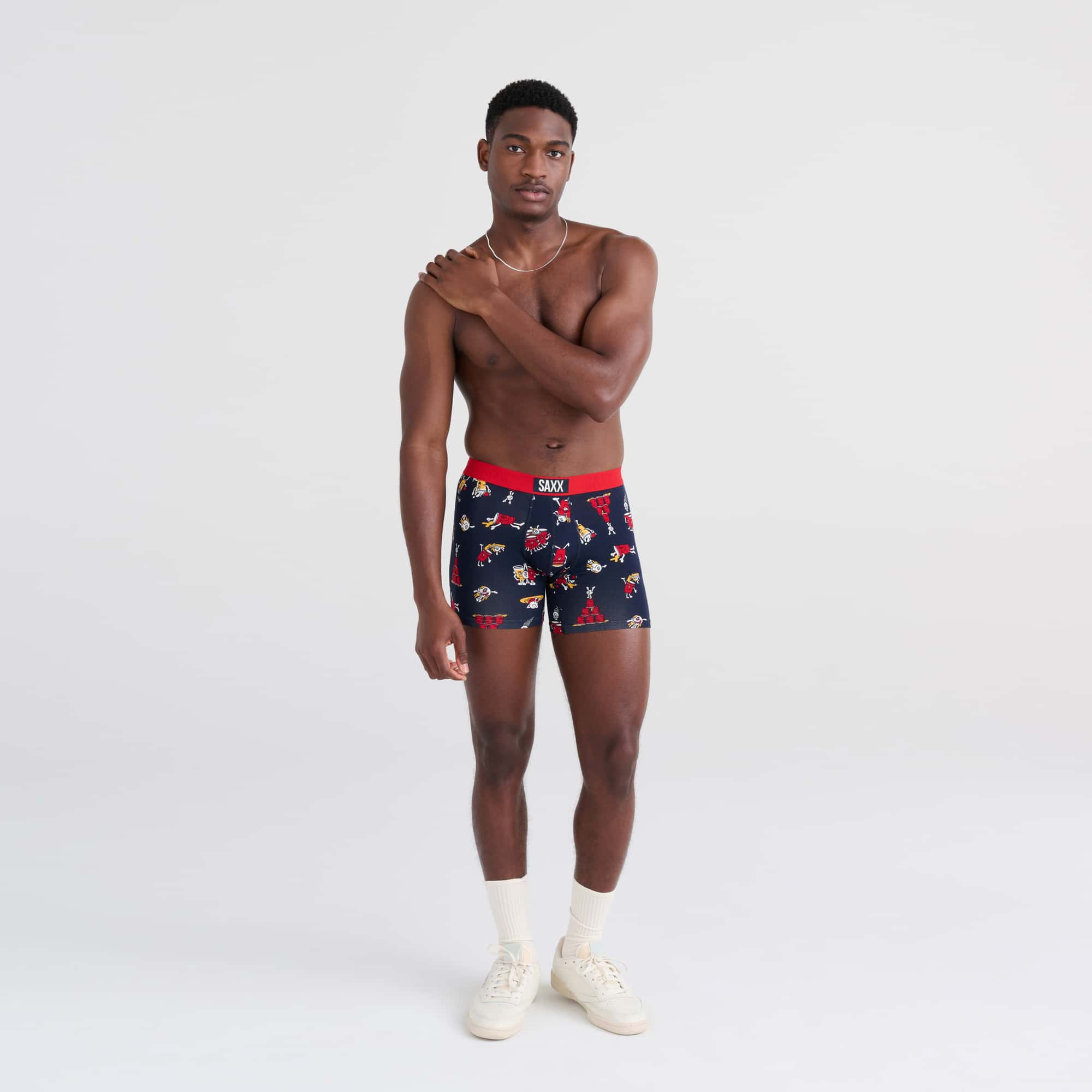 'SAXX Vibe Super Soft Boxer Brief - Party Foul' in 'Dark Ink' colour