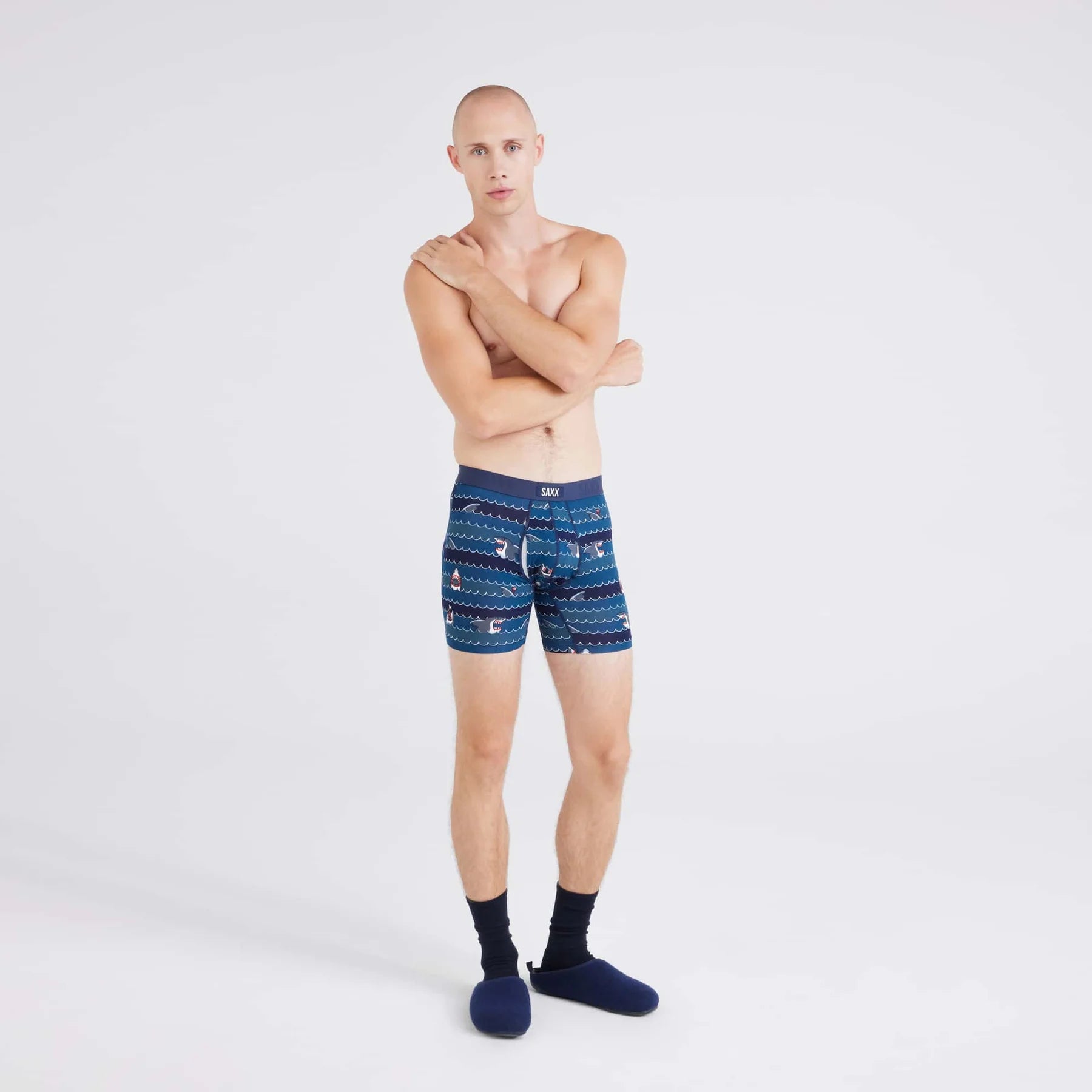 'Saxx Vibe Xtra Super Soft Boxer Brief - Get Sharky' in 'Hurricane' colour