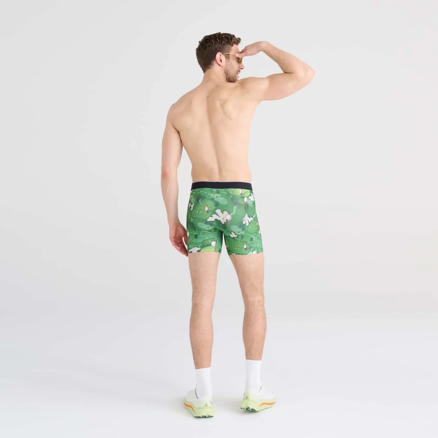 'SAXX Volt Breathable Mesh Boxer Brief - Off Course' in 'Green' colour