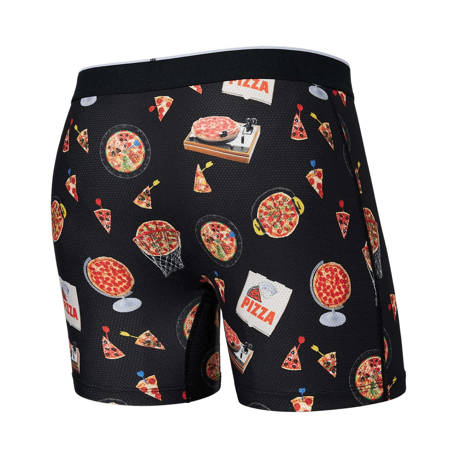 'Saxx Volt Breathable Mesh Boxer Brief - Pizza On The Brain' in 'Black' colour