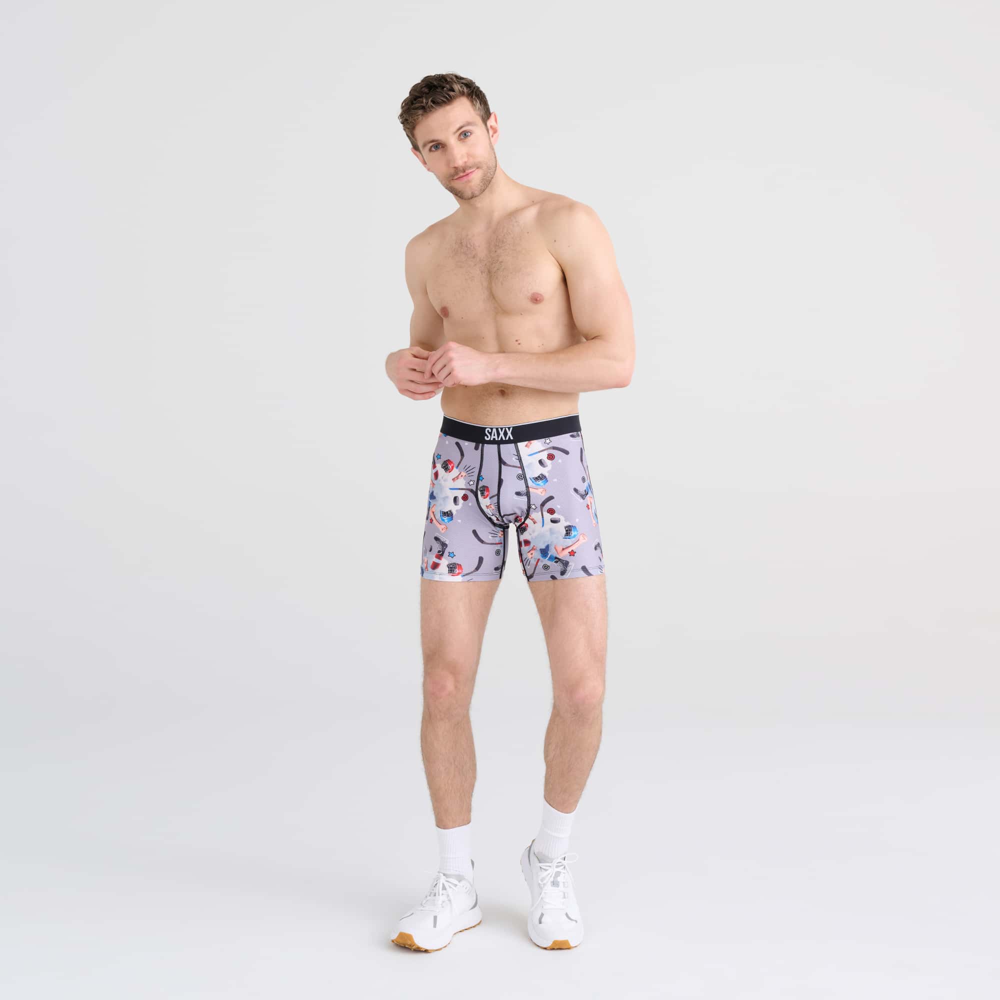 'SAXX Volt Breathable Mesh Boxer Brief - Timeout' in 'Grey' colour
