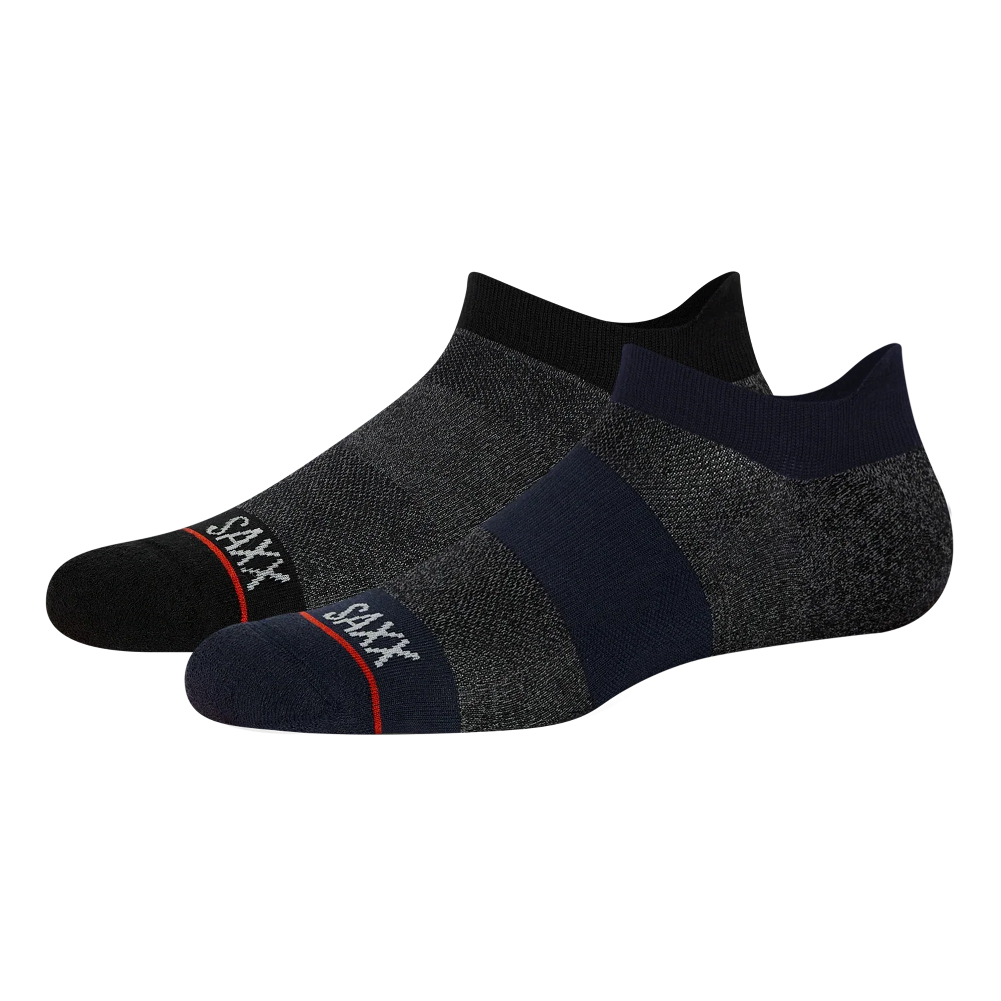 'SAXX Whole Package 2-Pack Low Show Socks' in 'Rugby & Black' colours