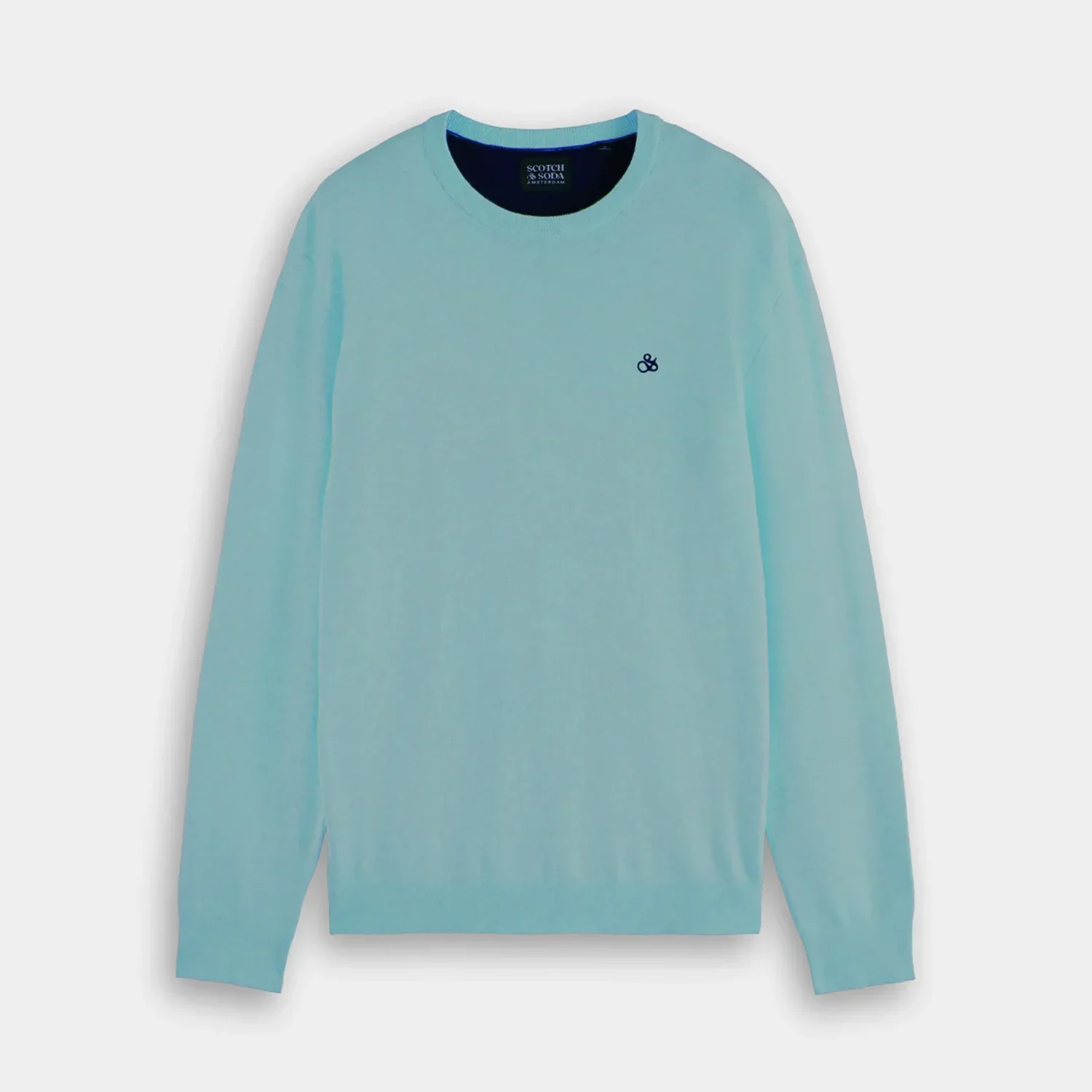 'Scotch & Soda Crew Neck Pullover Sweater' in 'Topaz' colour