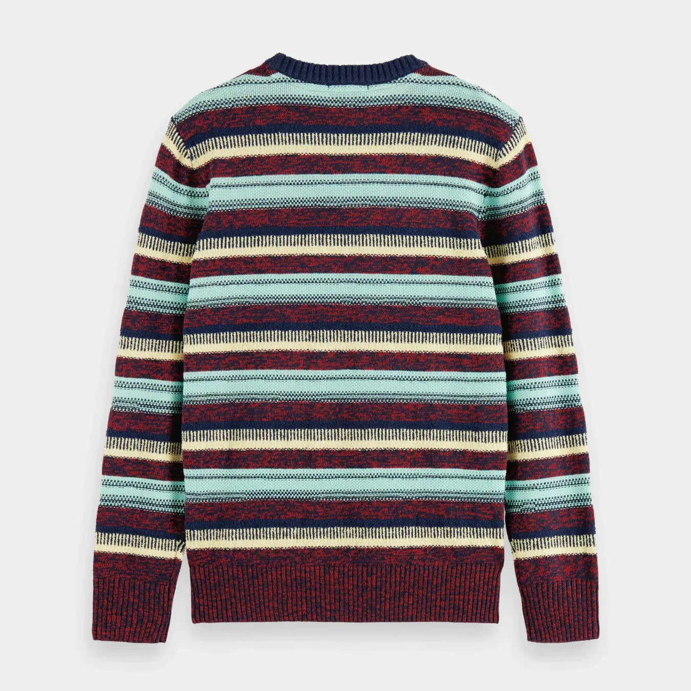 'Scotch & Soda Regular-fit Mixed Yarn Striped Sweater' in 'Ruby Melange' colour