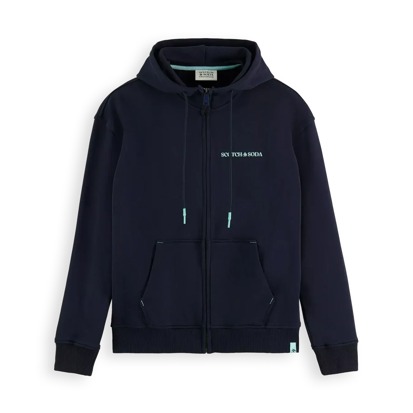 'Scotch & Soda Unisex Organic Cotton Zip-Thru Hoodie' in 'Night' colour