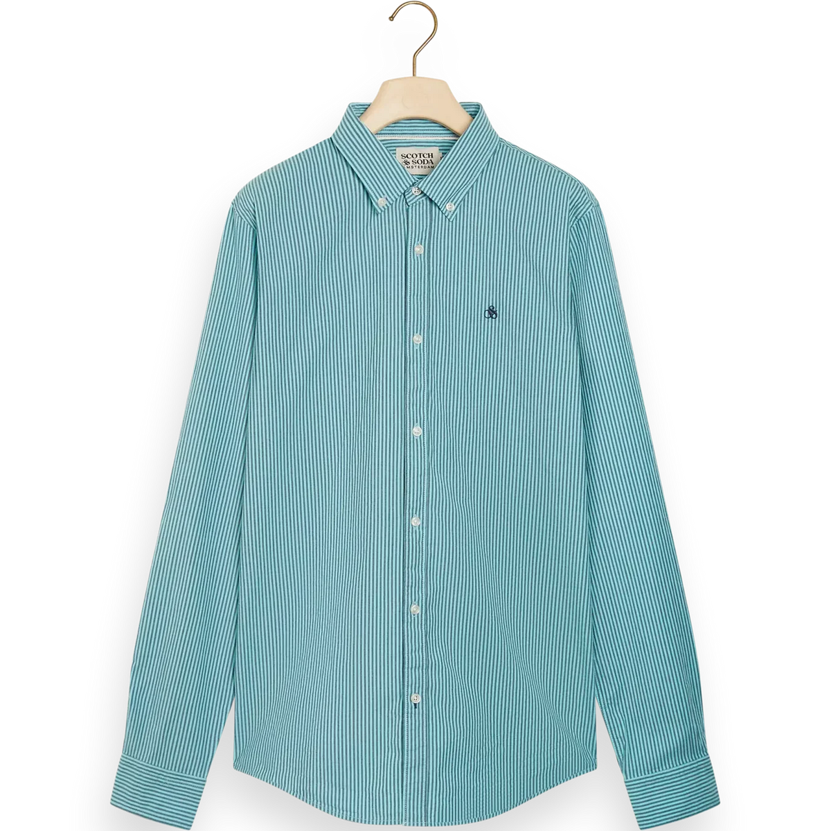 'Scotch & Soda Slim-Fit Organic Cotton Poplin Shirt' in 'Steel Topaz' colour