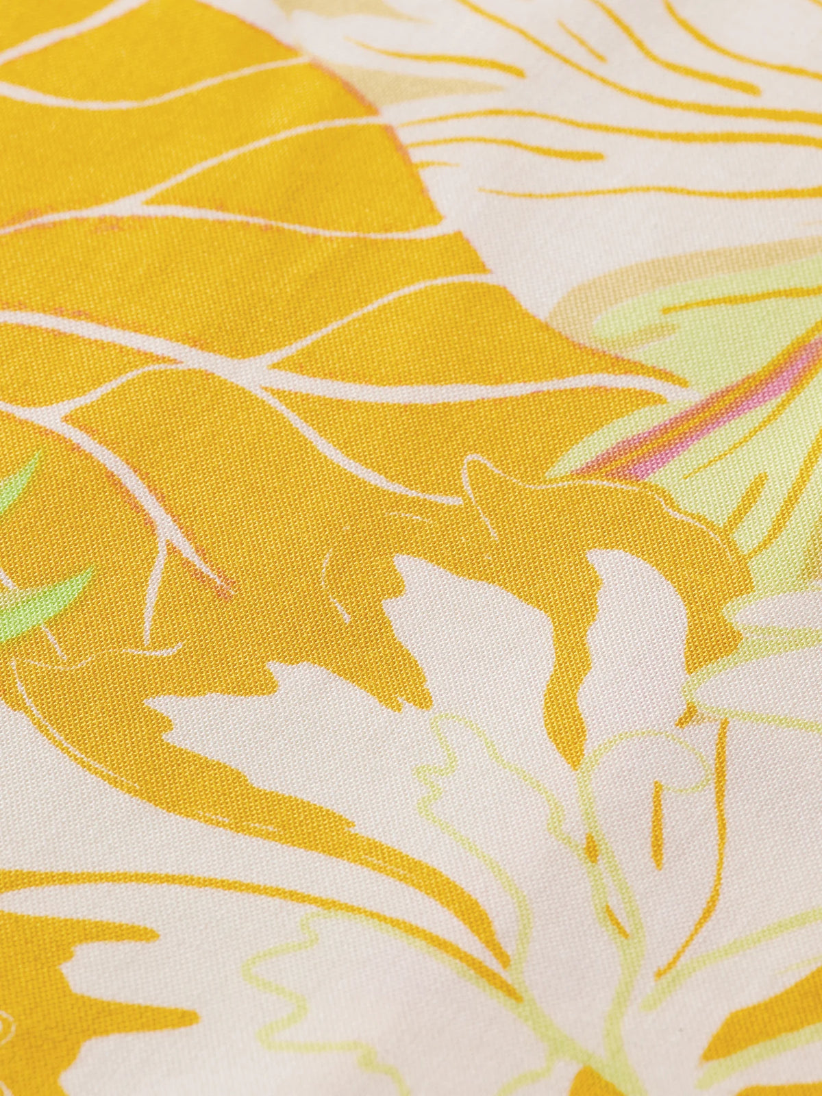 'Scotch & Soda Short Sleeve Floral Printed Camp Shirt' in 'Yellow' colour