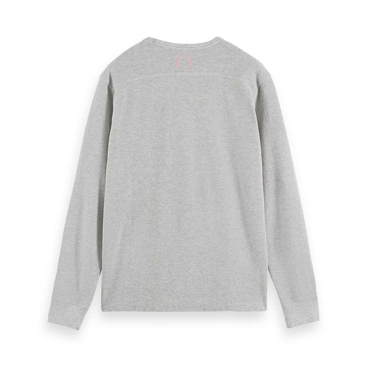'Scotch & Soda Structured Waffle Long Sleeve T-Shirt' in 'Grey Melange' colour