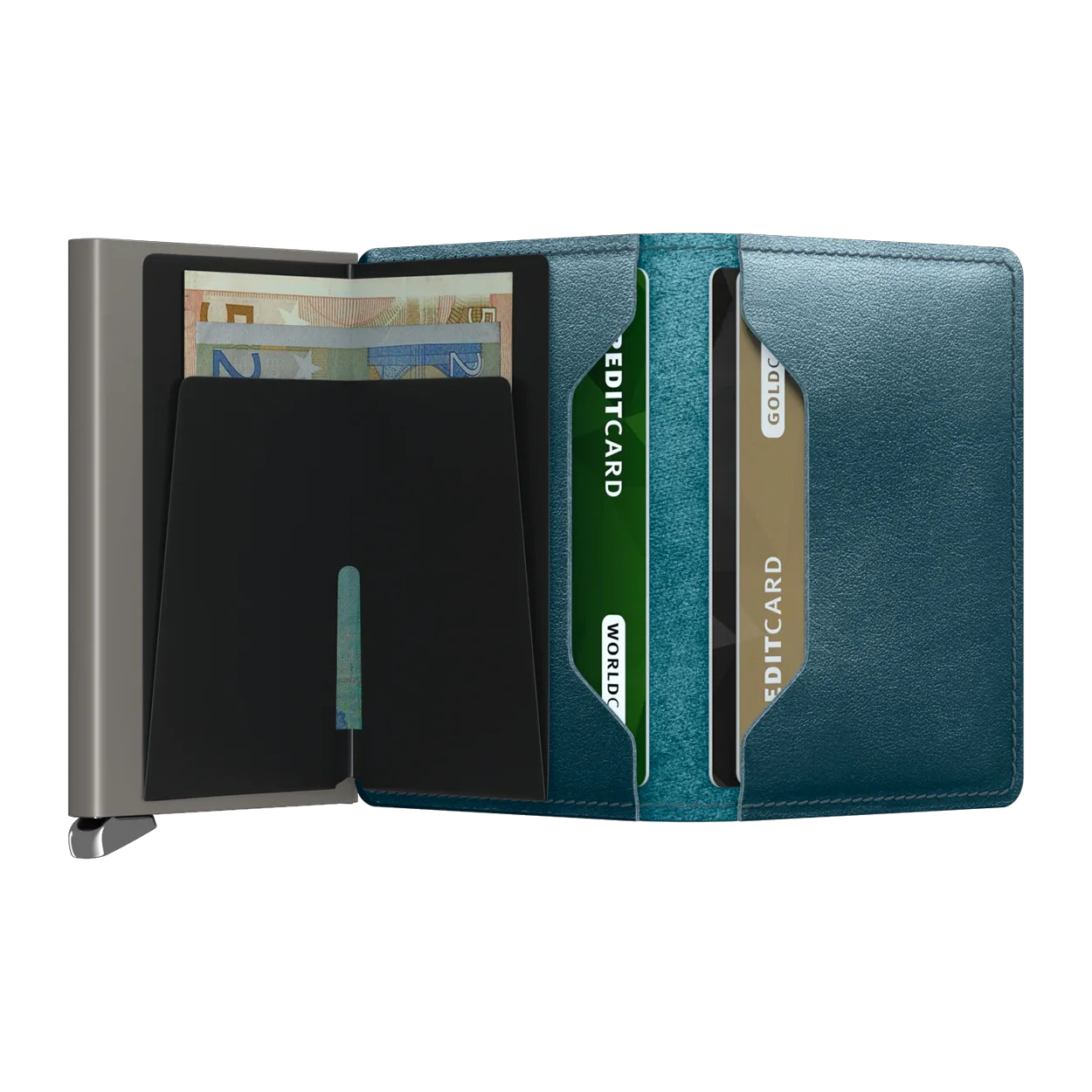 'Secrid Slimwallet - Premium Dusk' in 'Teal' colour