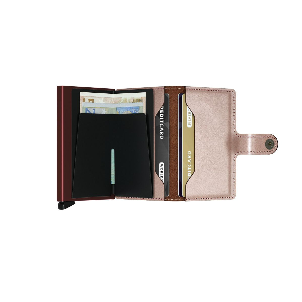'Secrid Miniwallet - Metallic' in 'Rose Bordeaux' colour