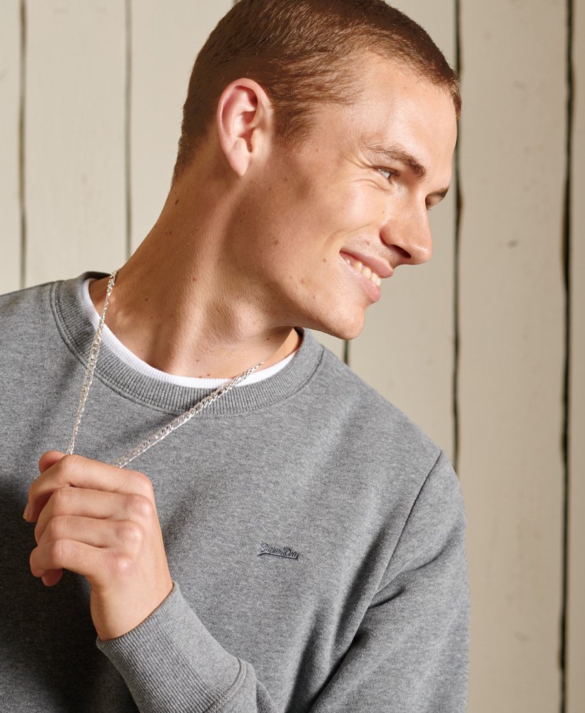 'Superdry Vintage Logo Embroidered Crew Neck Jumper' in 'Rich Charcoal Marl' colour