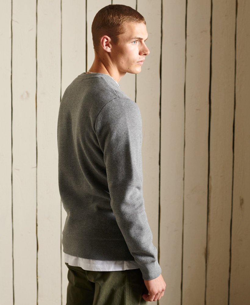 'Superdry Vintage Logo Embroidered Crew Neck Jumper' in 'Rich Charcoal Marl' colour