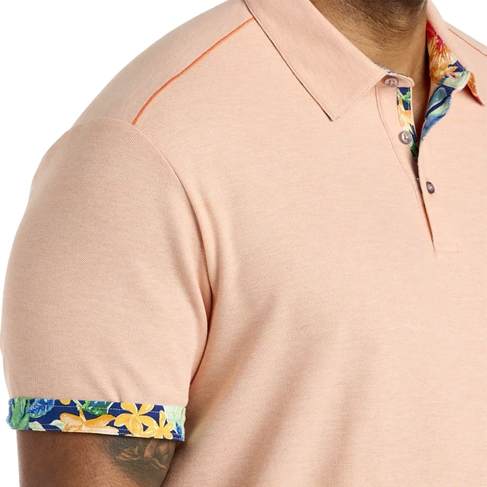 'Tommy Bahama Perfectly Paradise IslandZone Five O'Clock Polo' in 'Passion Peach Heather' colour