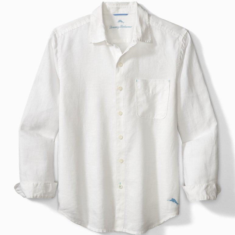 'Tommy Bahama Sea Glass Breezer Linen Shirt' in 'White' colour