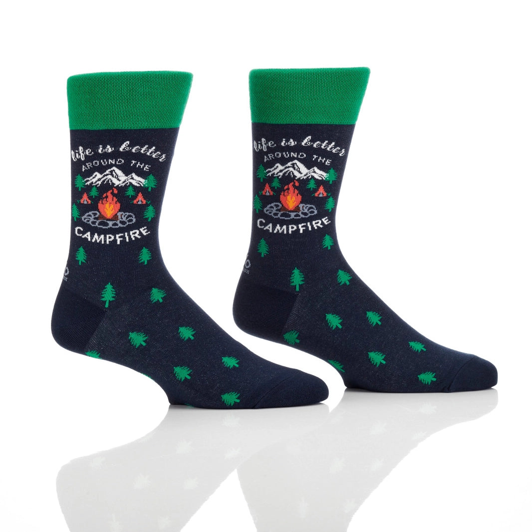 'Yo Sox Around the Campfire Crew Socks' in 'Black' colour
