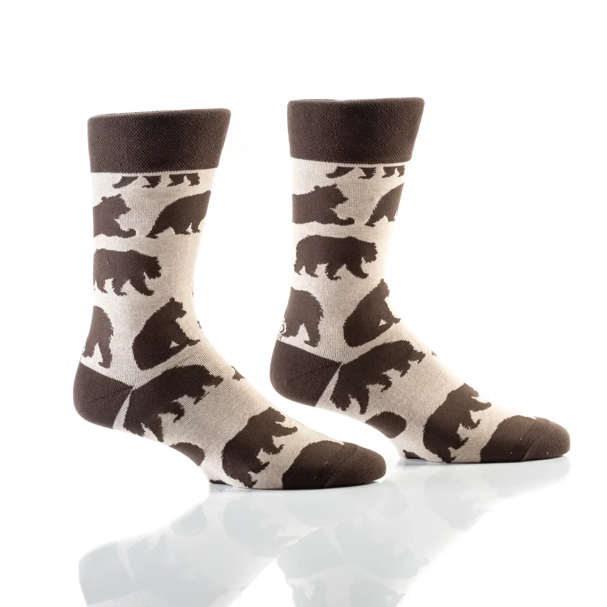 'Yo Sox Brown Bear Crew Socks' in 'Cream' colour