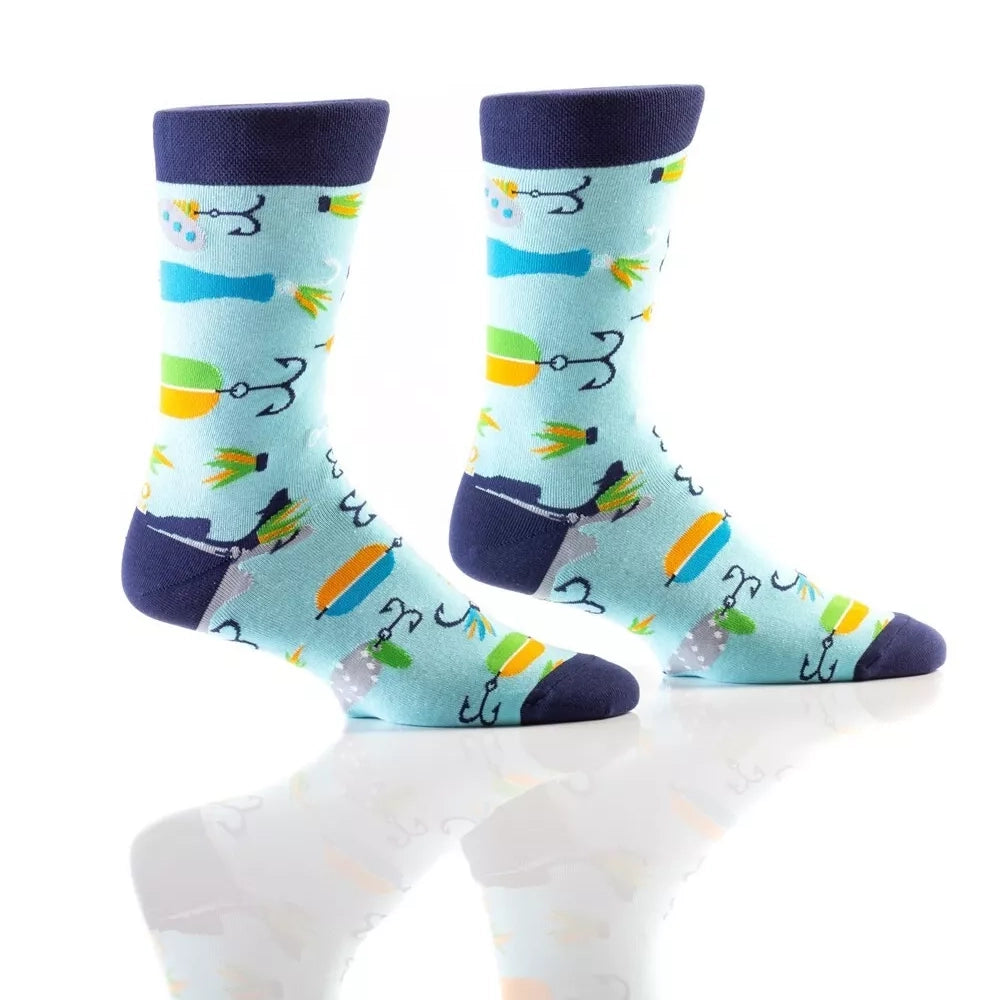 'Yo Sox Fishing Lures Crew Socks' in 'Light Blue' colour