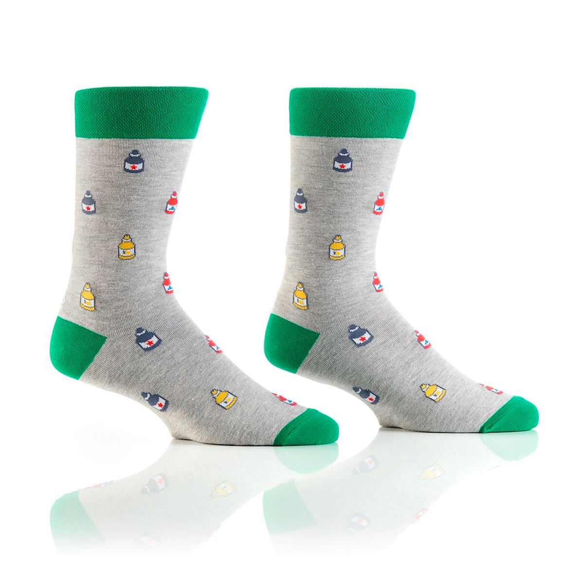 'Yo Sox Beers Mini Crew Socks' in 'Grey' colour