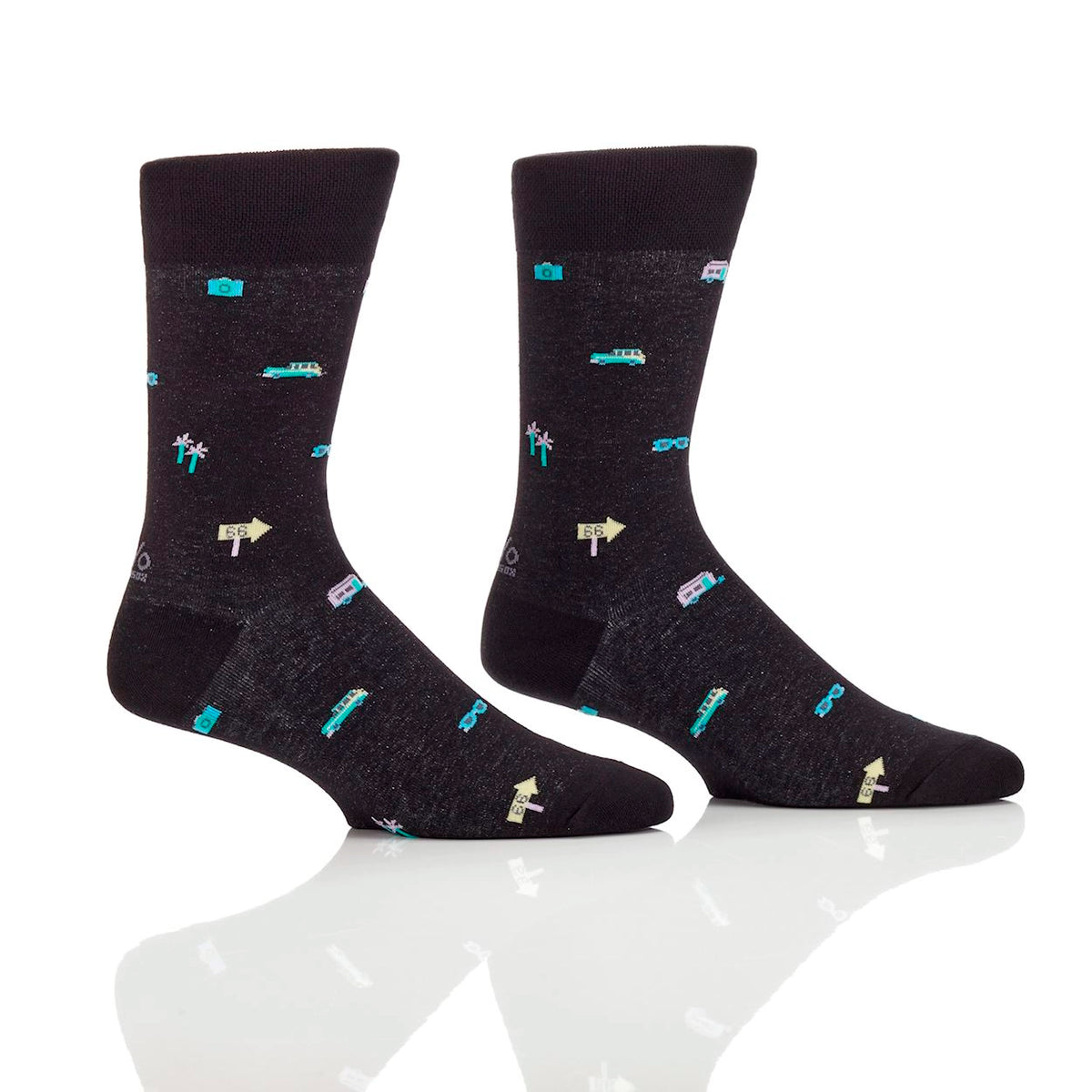 'Yo Sox Mini Travel Two Crew Socks' in 'Black' colour