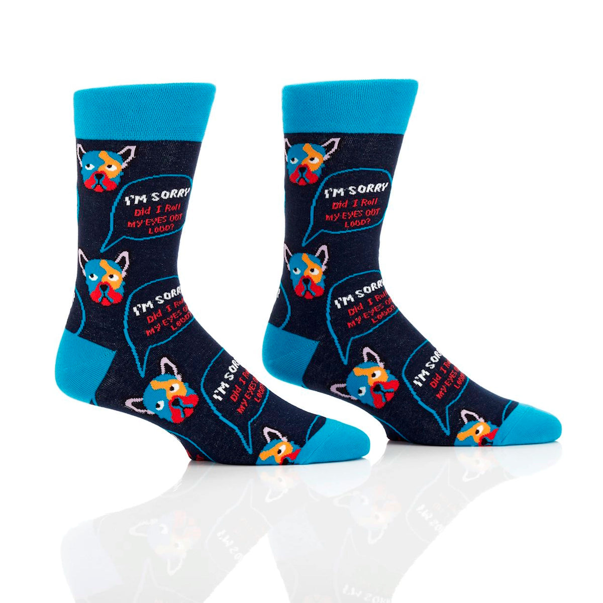 'Yo Sox Roll Eyes Crew Socks' in 'Black' colour