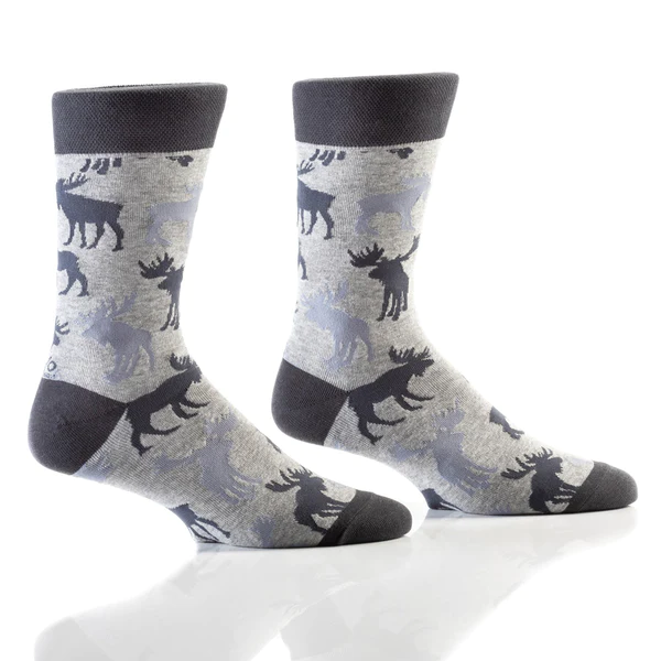 Yo Sox Grey Moose Crew Socks - Grey