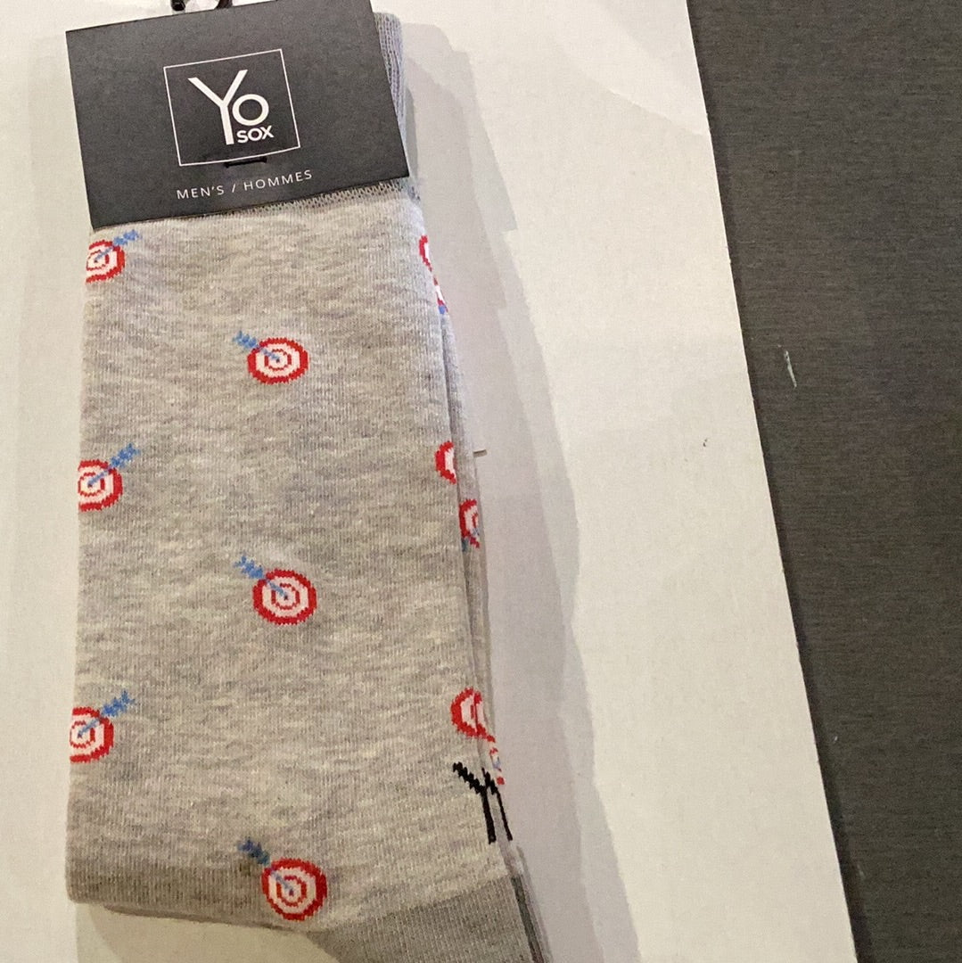 'Yo Sox Bulls Eye Crew Socks' in 'Grey' colour