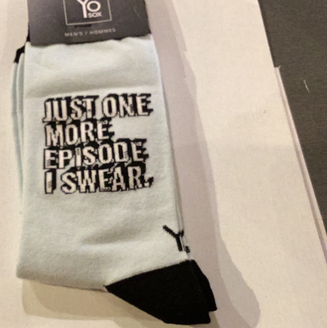 'Yo Sox One More Episode Crew Socks' in 'Light Blue' colour