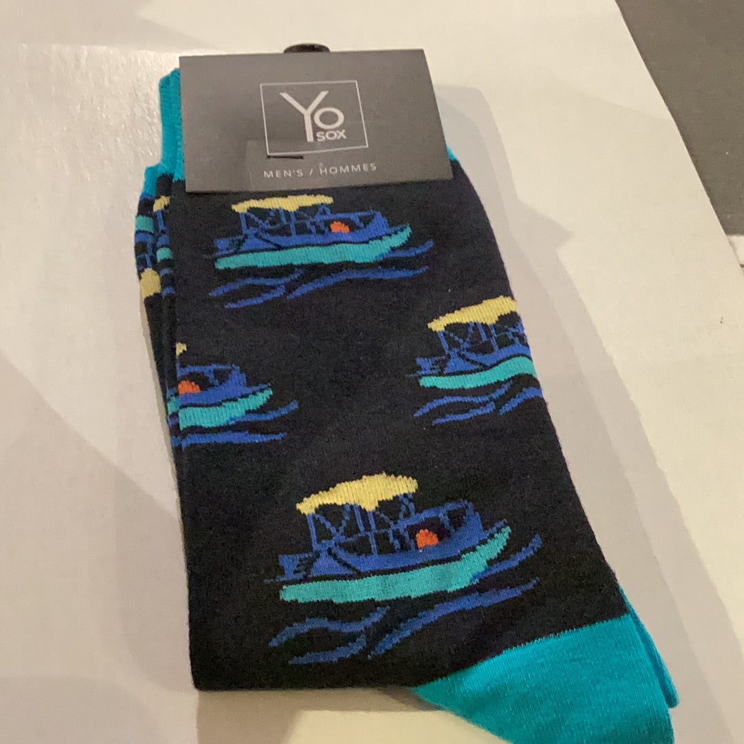 'Yo Sox Boats & Fish Crew Socks' in 'Black' colour