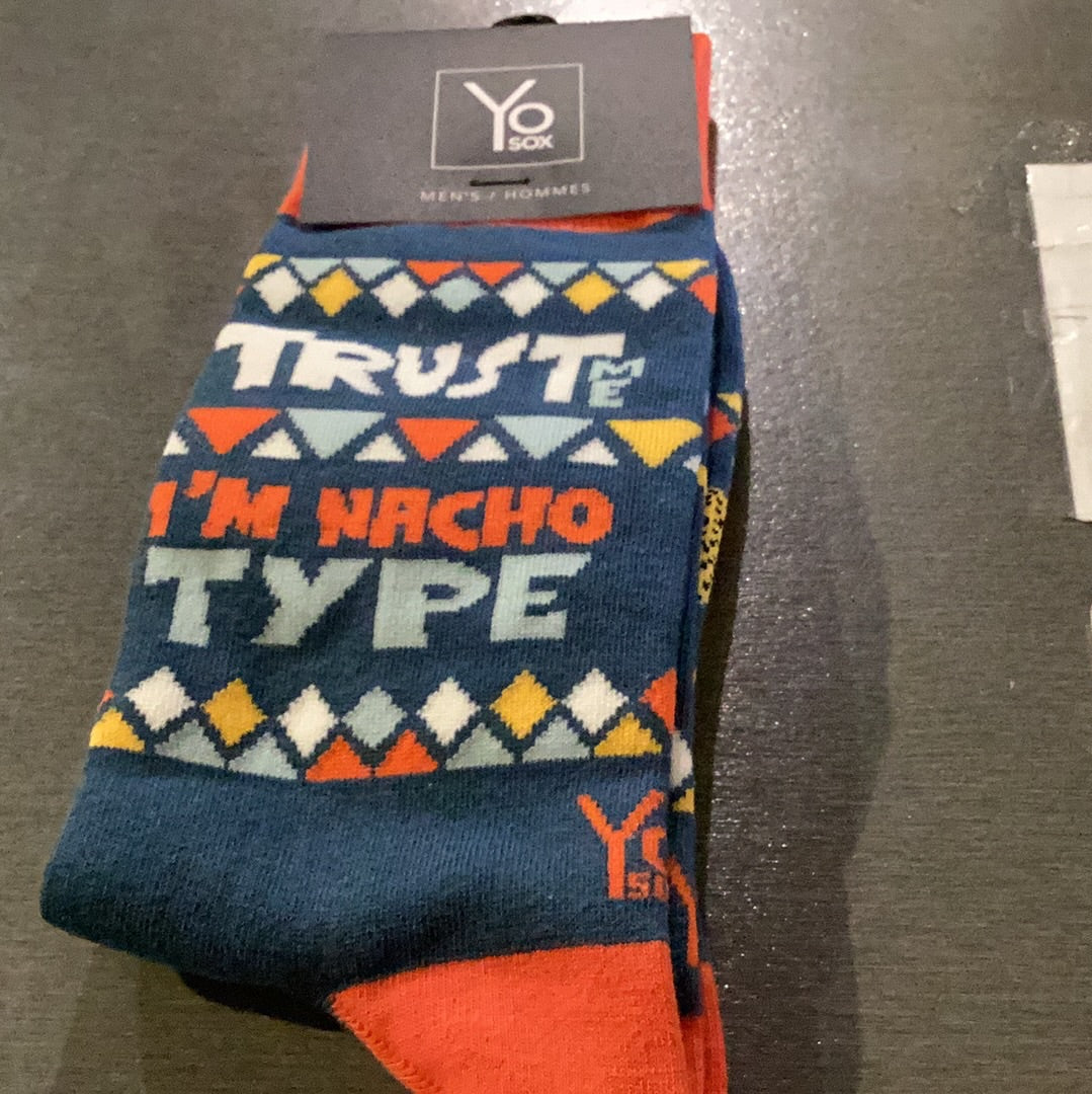 'Yo Sox Nacho Type Crew Socks' in 'Blue' colour